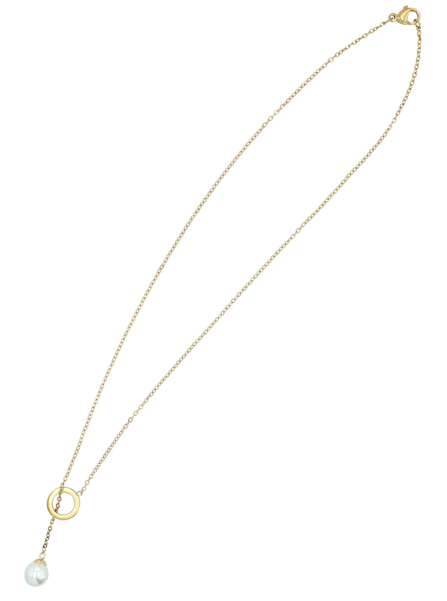 Adelia´s Gliederkette »Damen Halskette ¿ Ankerkette aus Edelstahl mit Perle 45 cm«