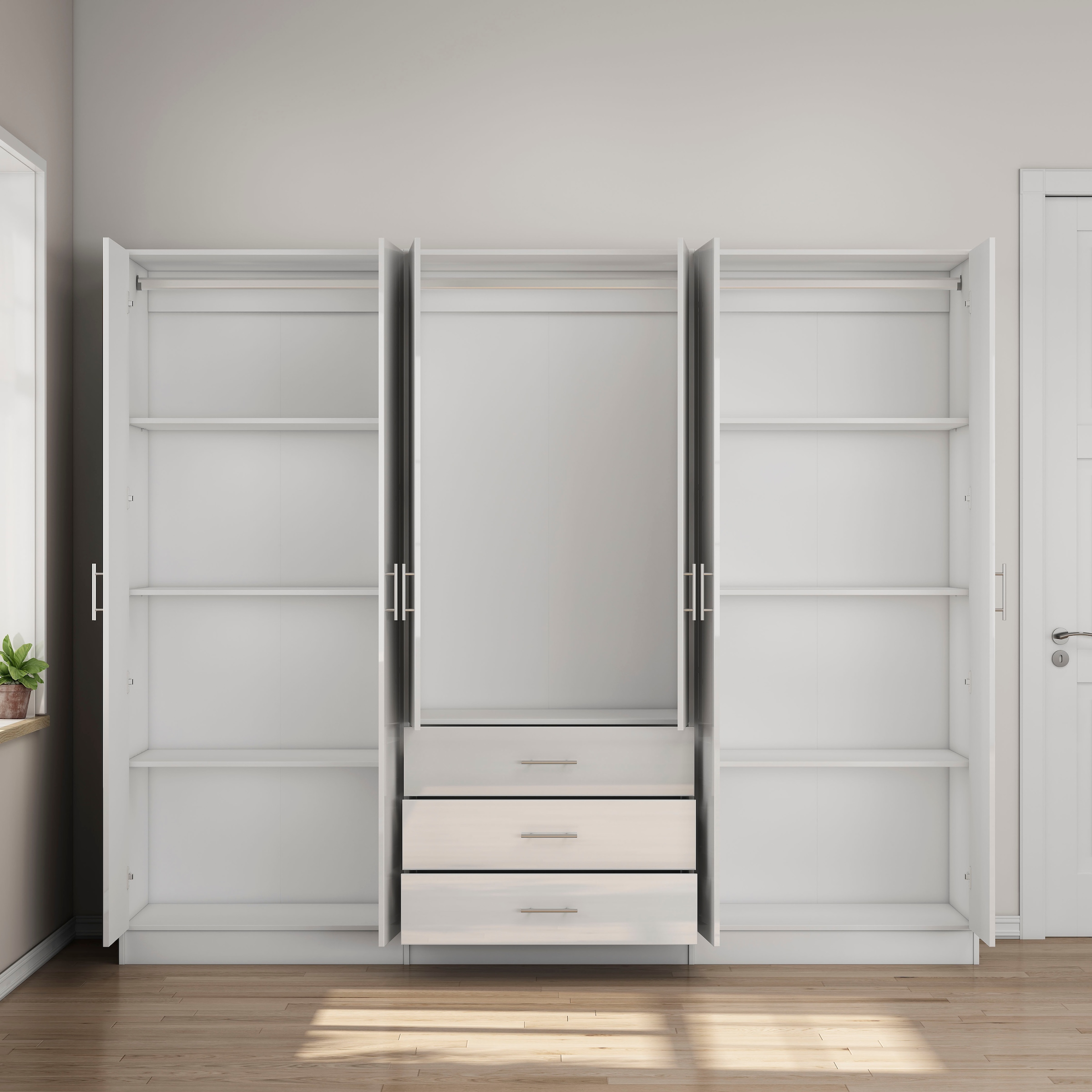 OTTO home Kleiderschrank »Trento Schlafzimmerschrank Garderobe hochglanz Bestseller« Schrank mit 6 Türen und 3 Schubladen, höchglänzende Fronten