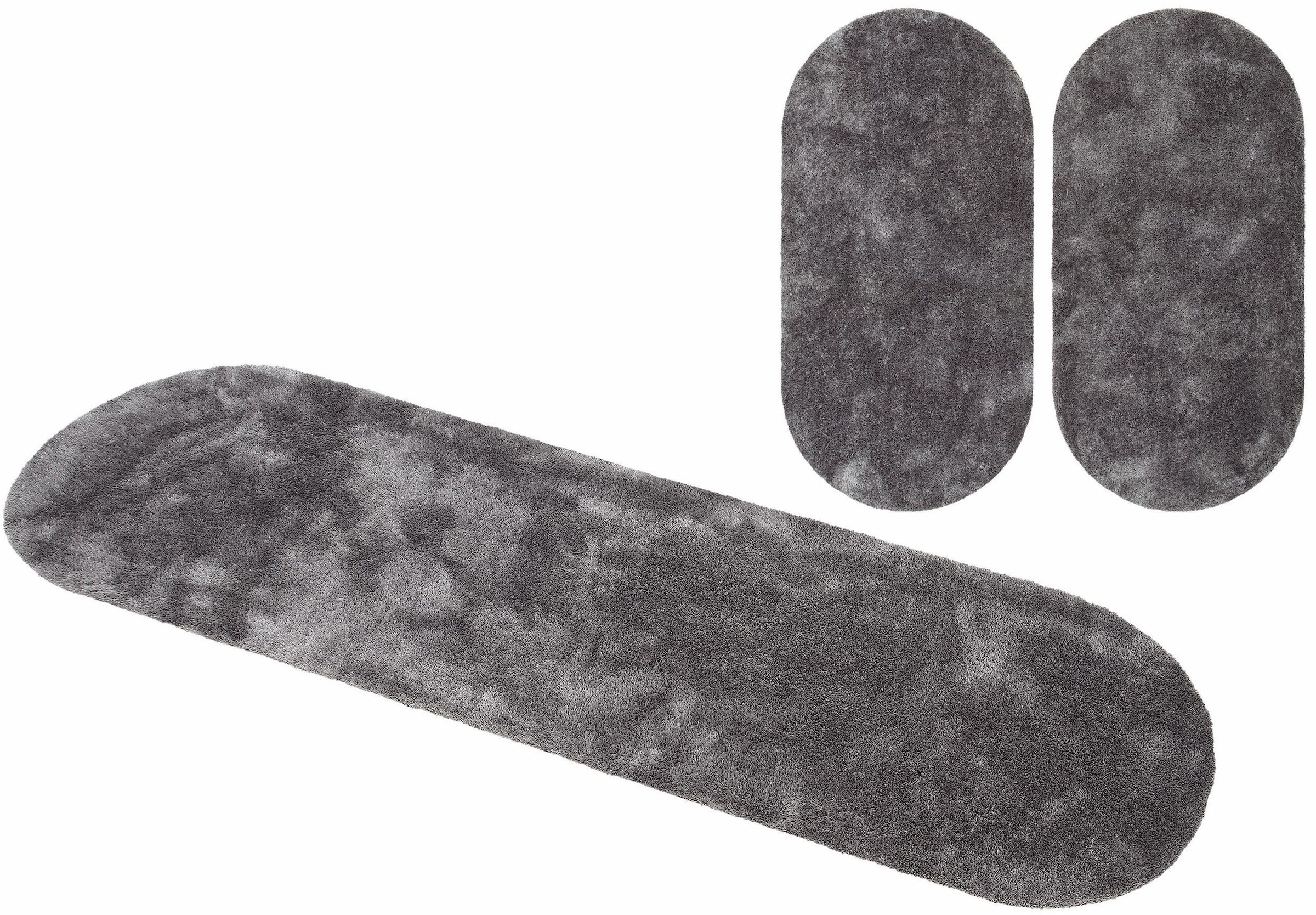 Leonique Bettumrandung »Lagos«, (3 tlg.), Microfaser, extra flauschig, einfarbig, Bettvorleger, Läufer-Set