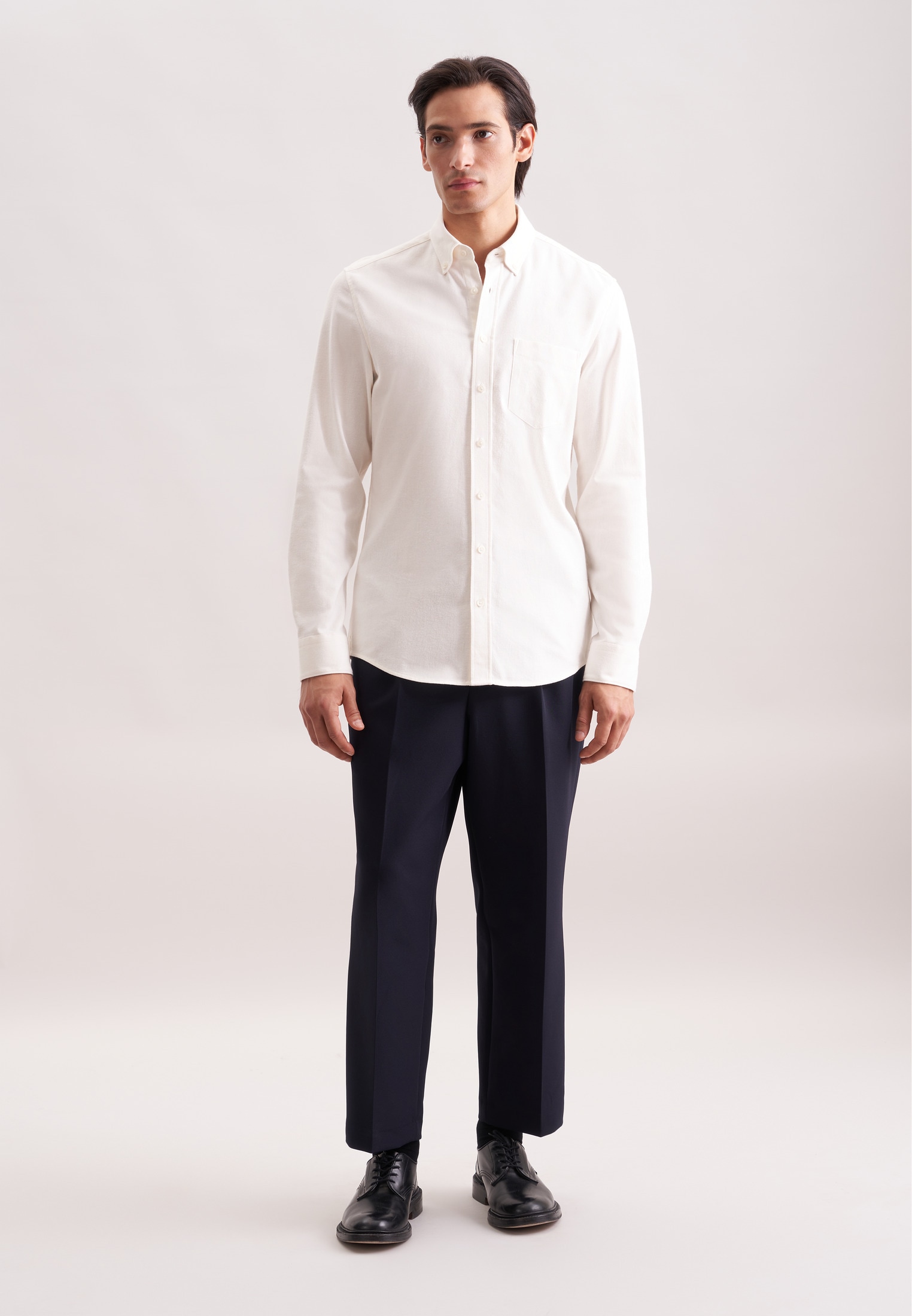 seidensticker Flanellhemd Slim 1/1 Button-Down-Kragen Uni