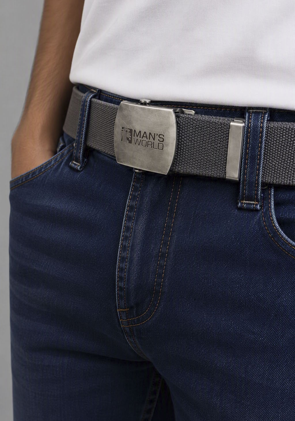 Man's World Stoffgürtel aus Textilband im zeitlosen Design - NEUE FARBE im used Look