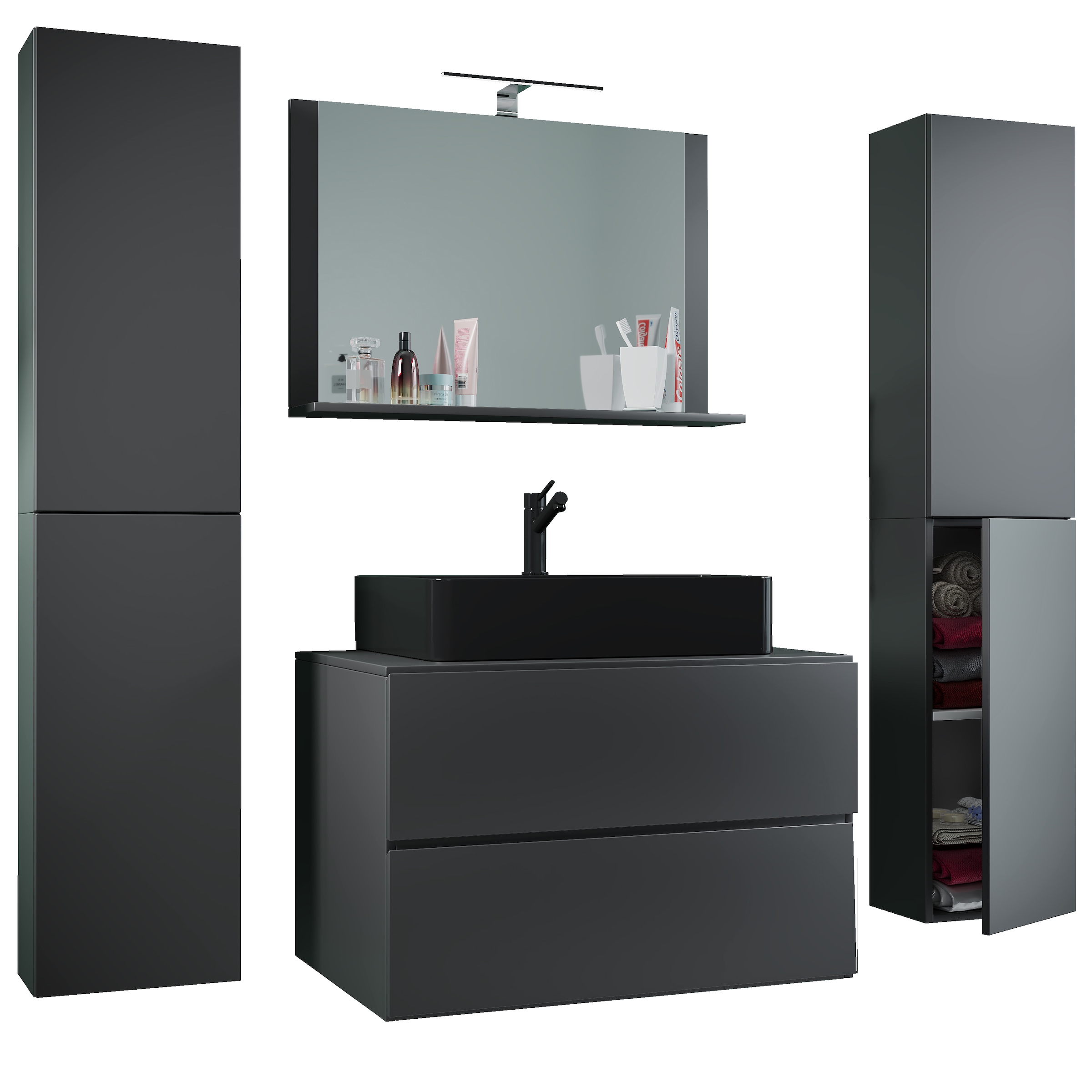 VCM Waschtisch »5-tlg Waschtisch Badmöbel 80cm Lendas XL Schublade« 5 Stk. tlg.
