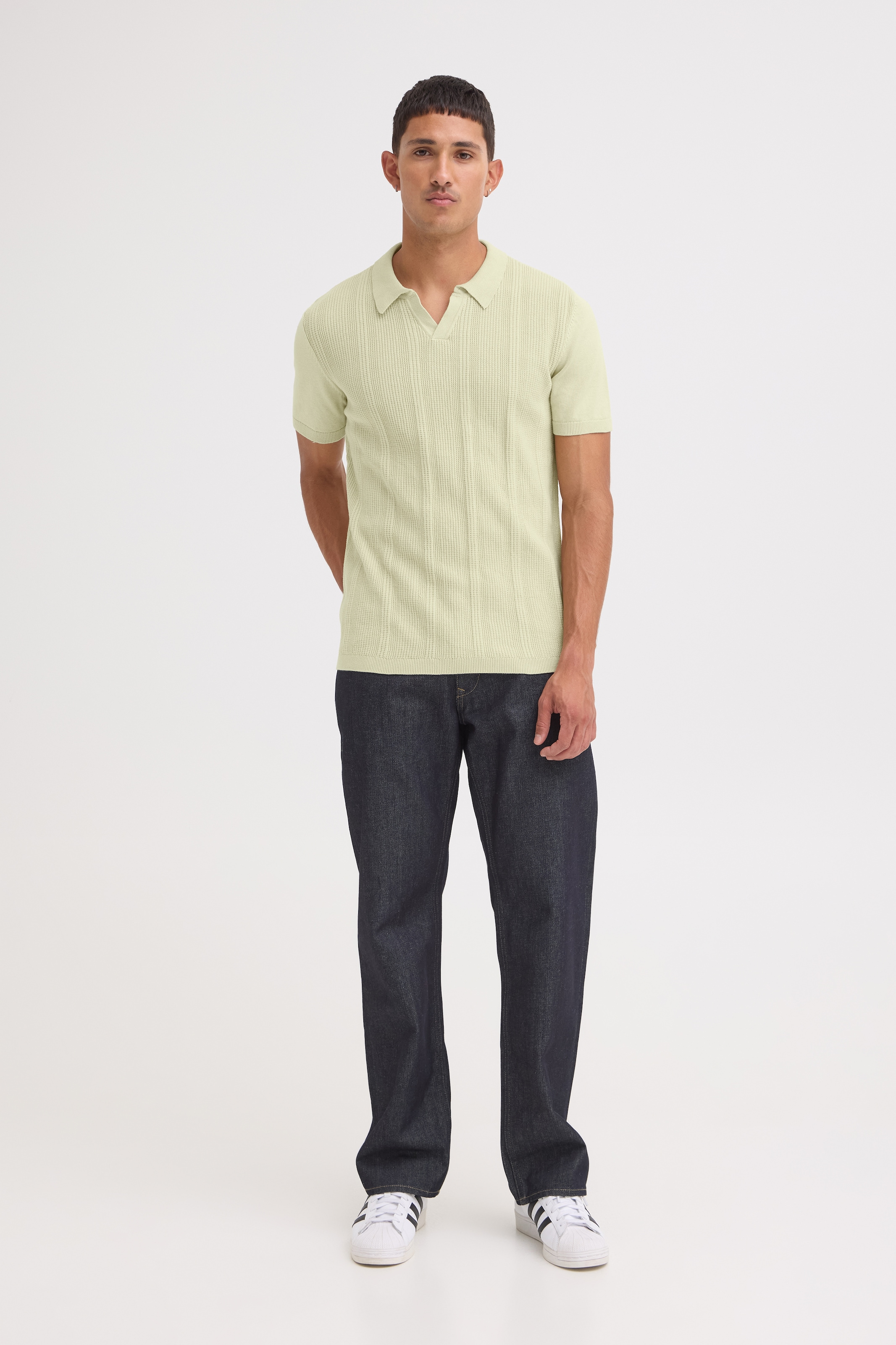 Blend Polokragenpullover »BHBARON SPLIT POLO PPNOOS« aus Baumwolle, Regular Fit, unifarben, Kurzarm, mit V-Ausschnitt