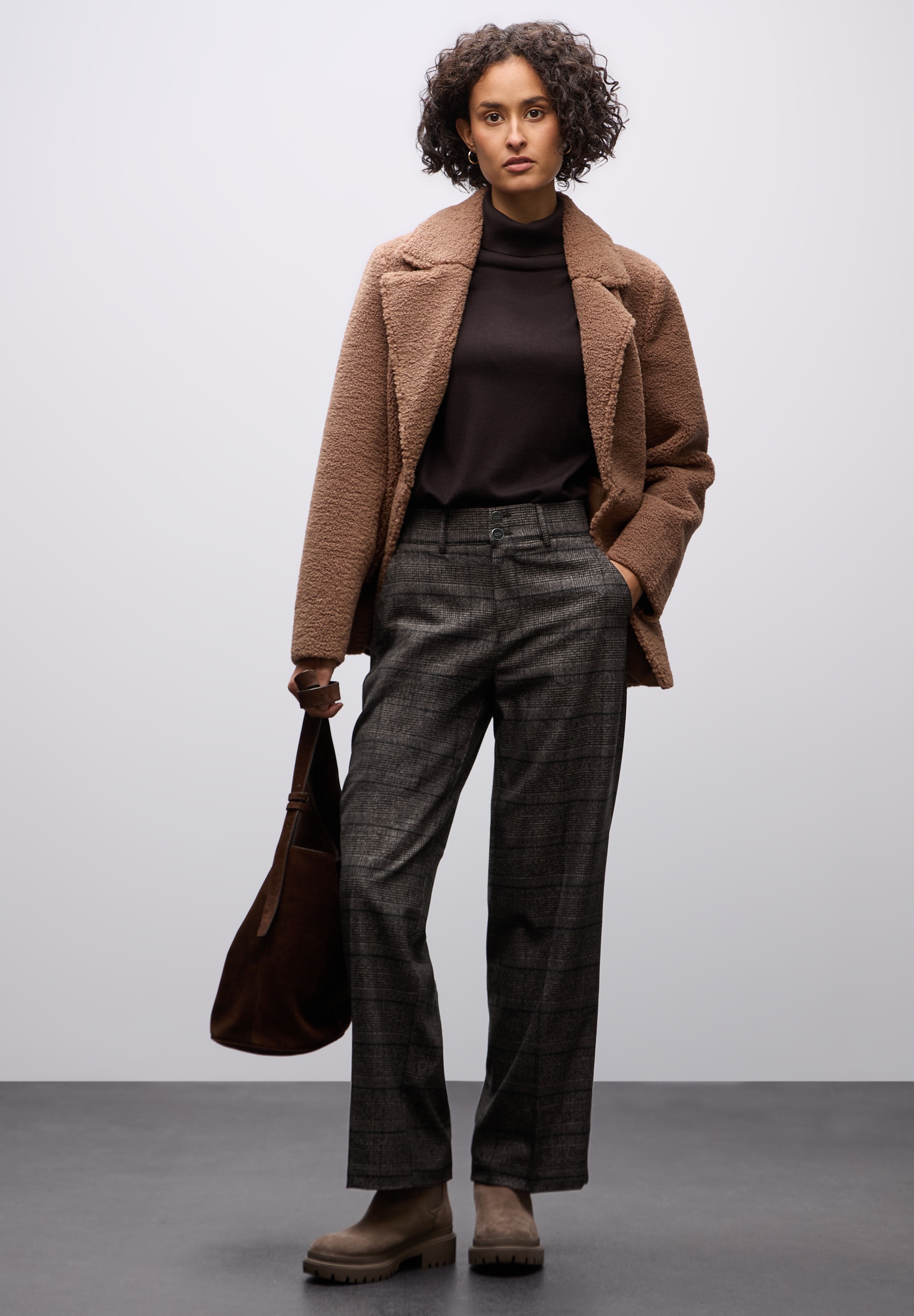 STREET ONE Stoffhose  kariert, mit geradem Bein und Stretch