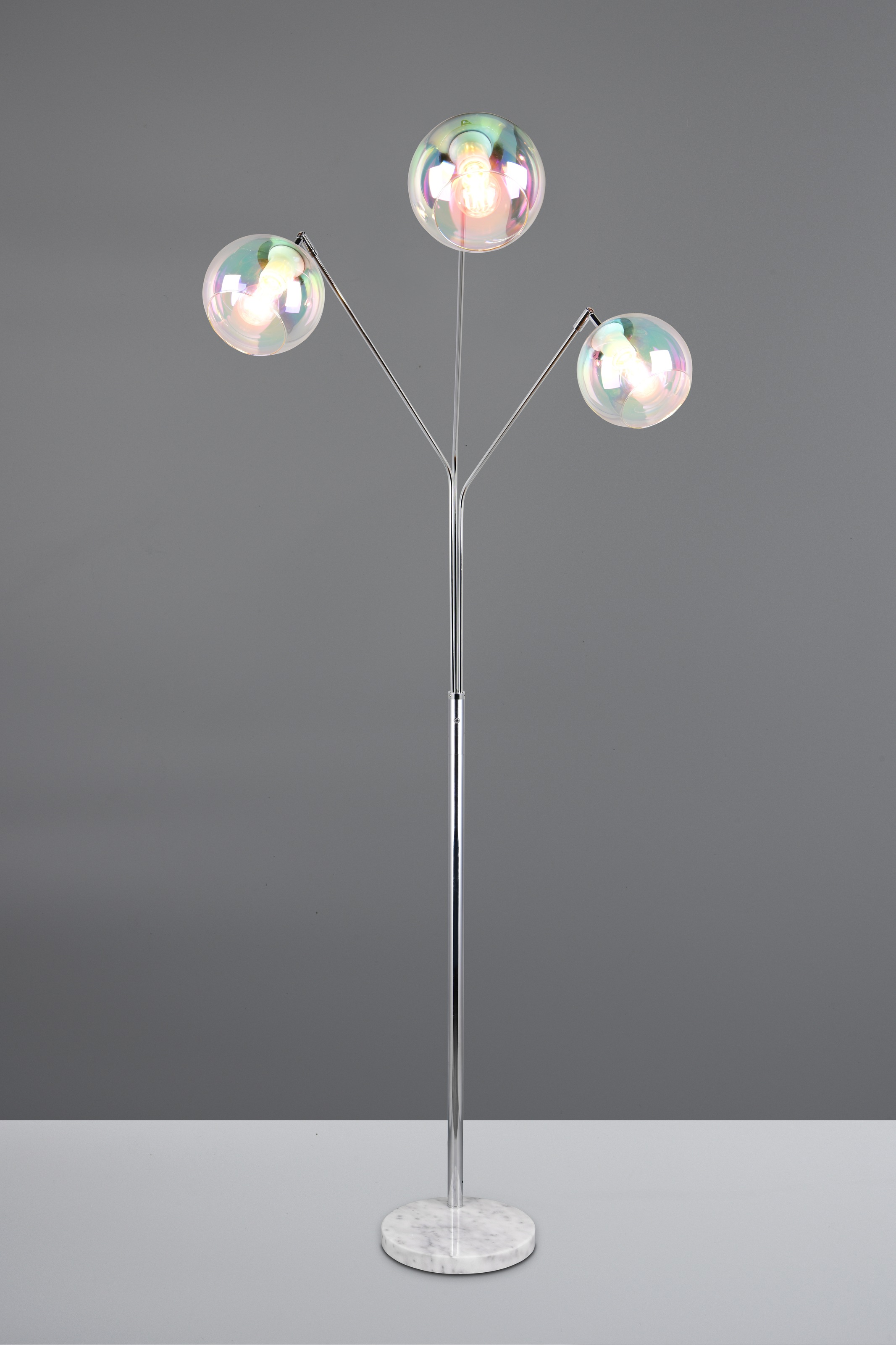 TRIO Leuchten Stehlampe »PAXTON, dreiflammige Stehleuchte, Glas Lampenschirme, Arme verstellbar« E27 1 Stk. warmweiß - kaltweiß exkl. 3x E27 max 10W, Höhe 200cm Breite 67cm, Kippschalter, 2m Kabel