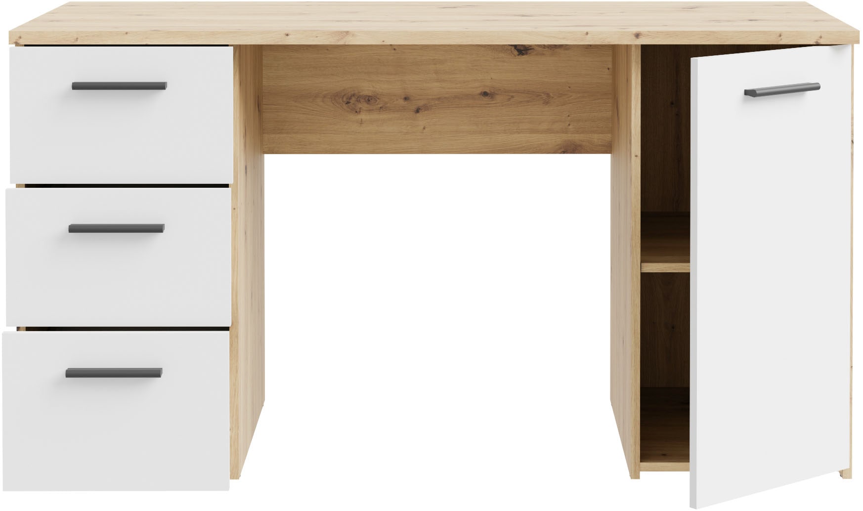 FORTE Schreibtisch »Neuss«, mit 3 Schubladen & 1 Tür, funktional, Breite 138 cm