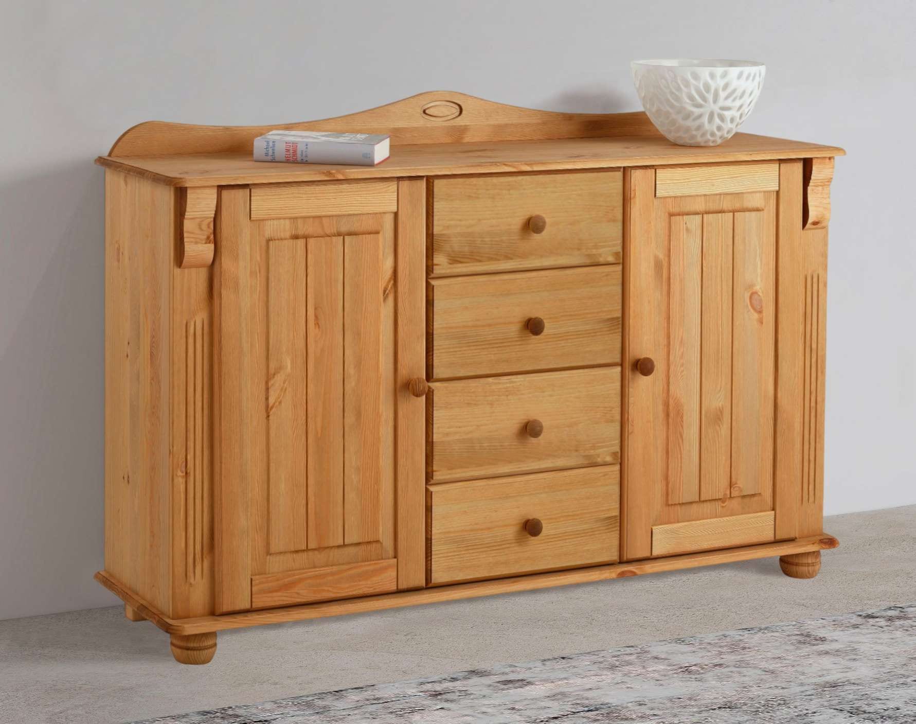 OTTO home Kommode "Sideboard, Anrichte, mit 3 Schubladen, 2 Türen" aus massiver Kiefer, Breite 130 cm