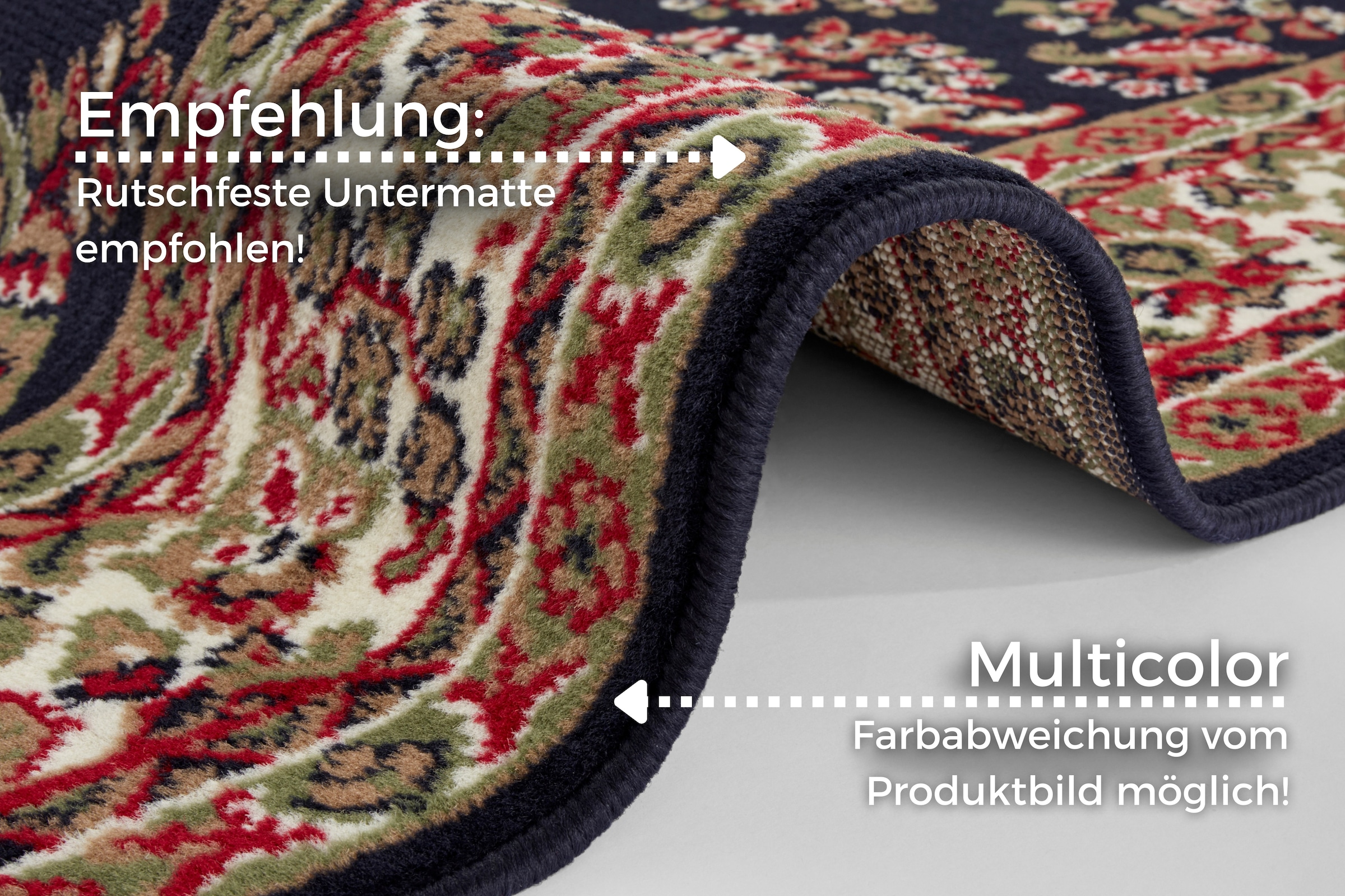 my home Teppich »Halton«, rechteckig, 8 mm Höhe, Kurzflor, Orient-Optik, mit Bordüre, Läufer, pflegeleicht, gekettelt