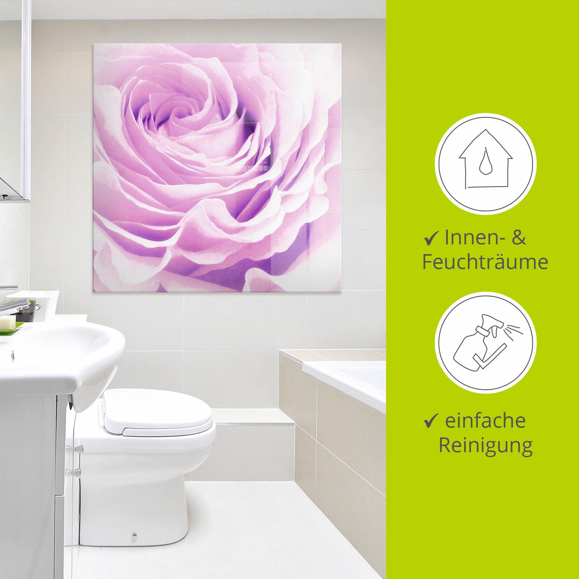 Artland Glasbild »Pastell Rose«, Blumen, (1 St.), in verschiedenen Größen