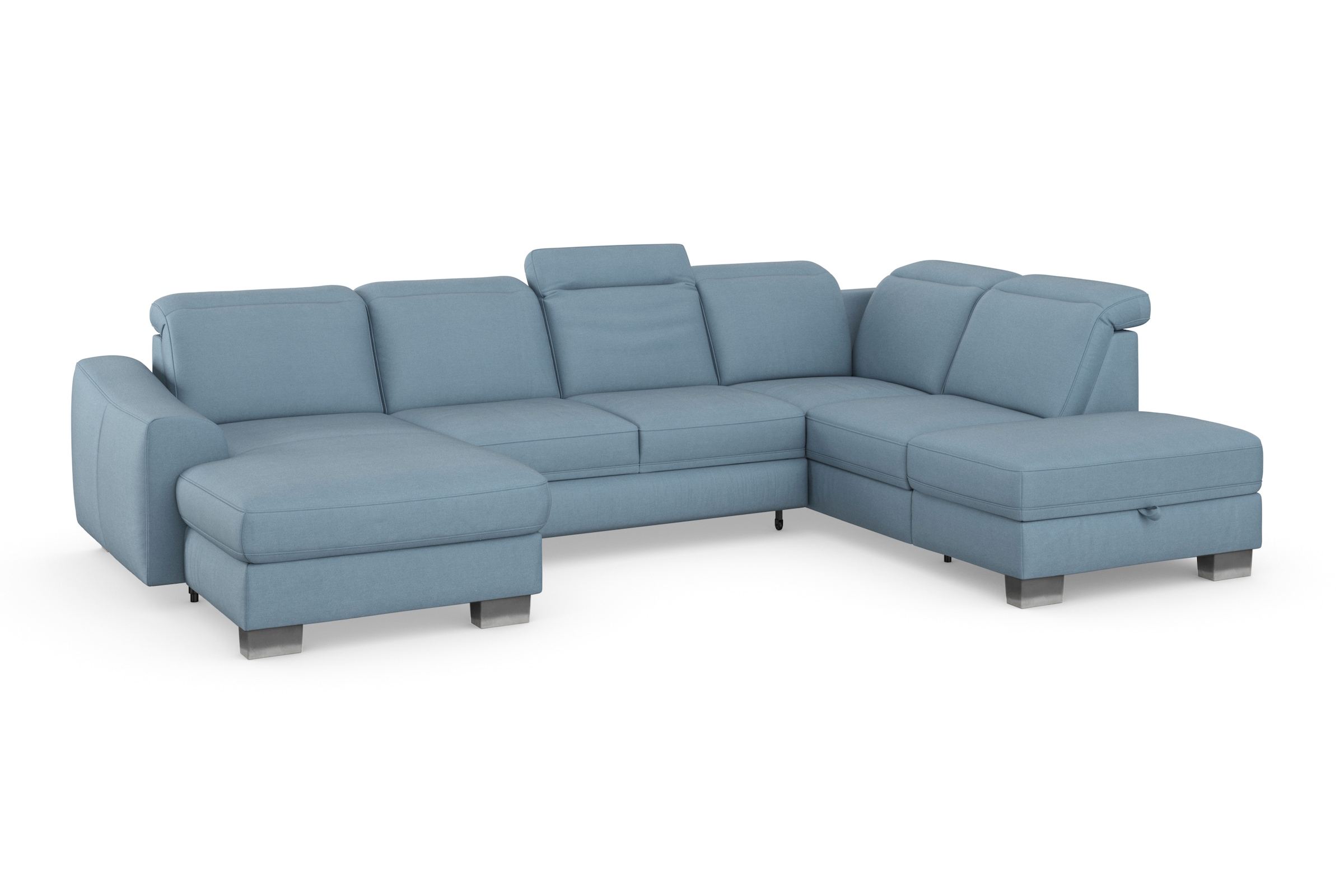 sit&more Wohnlandschaft »Dundee U-Form«, mit Federkern und Edelstahlfüßen, wahlweise mit Kopfteilverstellung