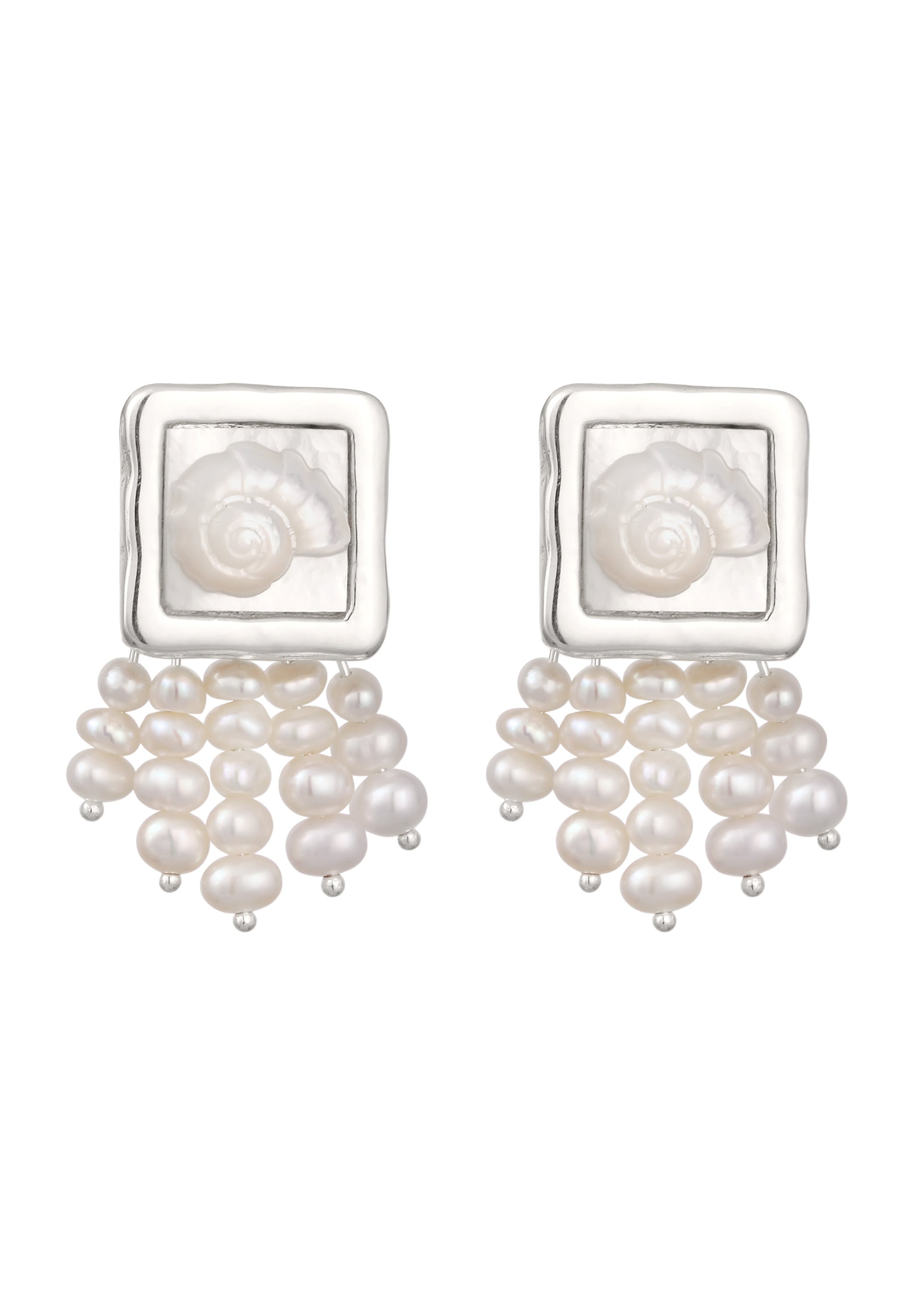 HAZE & GLORY Paar Ohrstecker »Ohrringe Ohrstecker Perlmutt Muschel Süßwasserzuchtperlen Weiß 925 Sterling Silber«