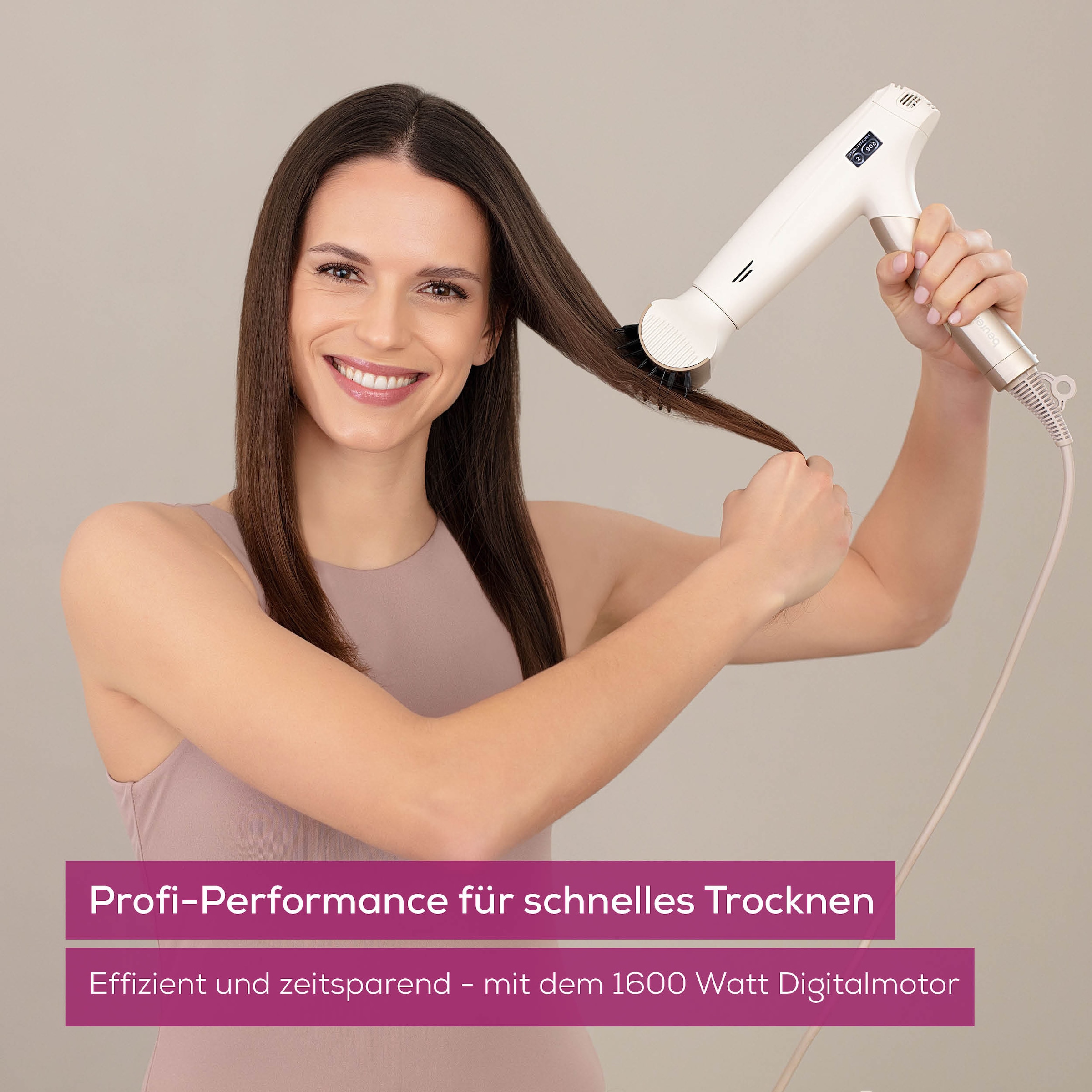 BEURER Ionic-Haartrockner »HC 150, leistungsstark mit Ionenfunktion & EasyClick Aufsätzen«, 1600 W, 4 Aufsätze, Mit 3 Temperaturstufen und magnetischen Aufsätzen zum Wechseln