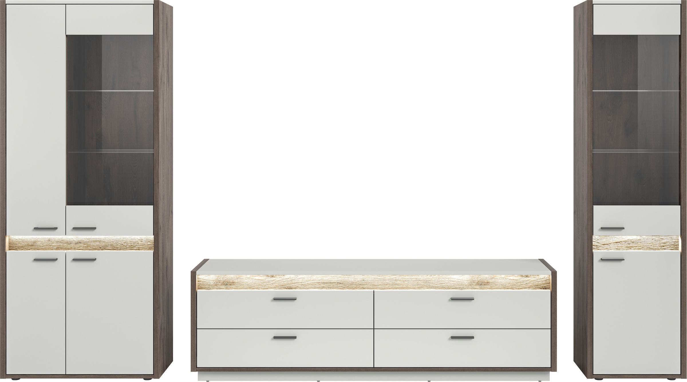 INOSIGN Wohnwand »Treviso, Breite 350 cm, bestehend aus: 2x Vitrine und 1x Lowboard«, (3 St.), Kombination, Wohnkombination, Mediawand, TV-Wand