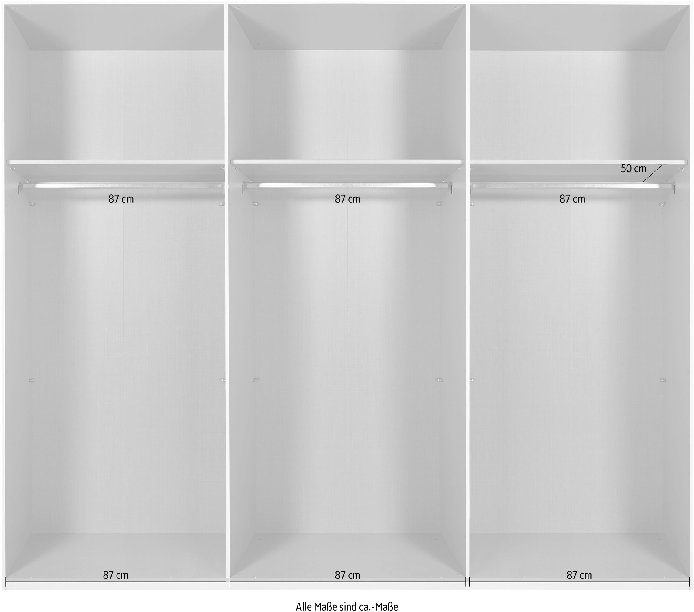 Wimex Kleiderschrank »Tilburg, Metallgriffe, Made in Germany«, (Breite 270cm wahlweise mit 2 oder 3 Türen), mit Schwebetüren, jeweils 1 Glaselement, 180, 225 oder 270cm breit