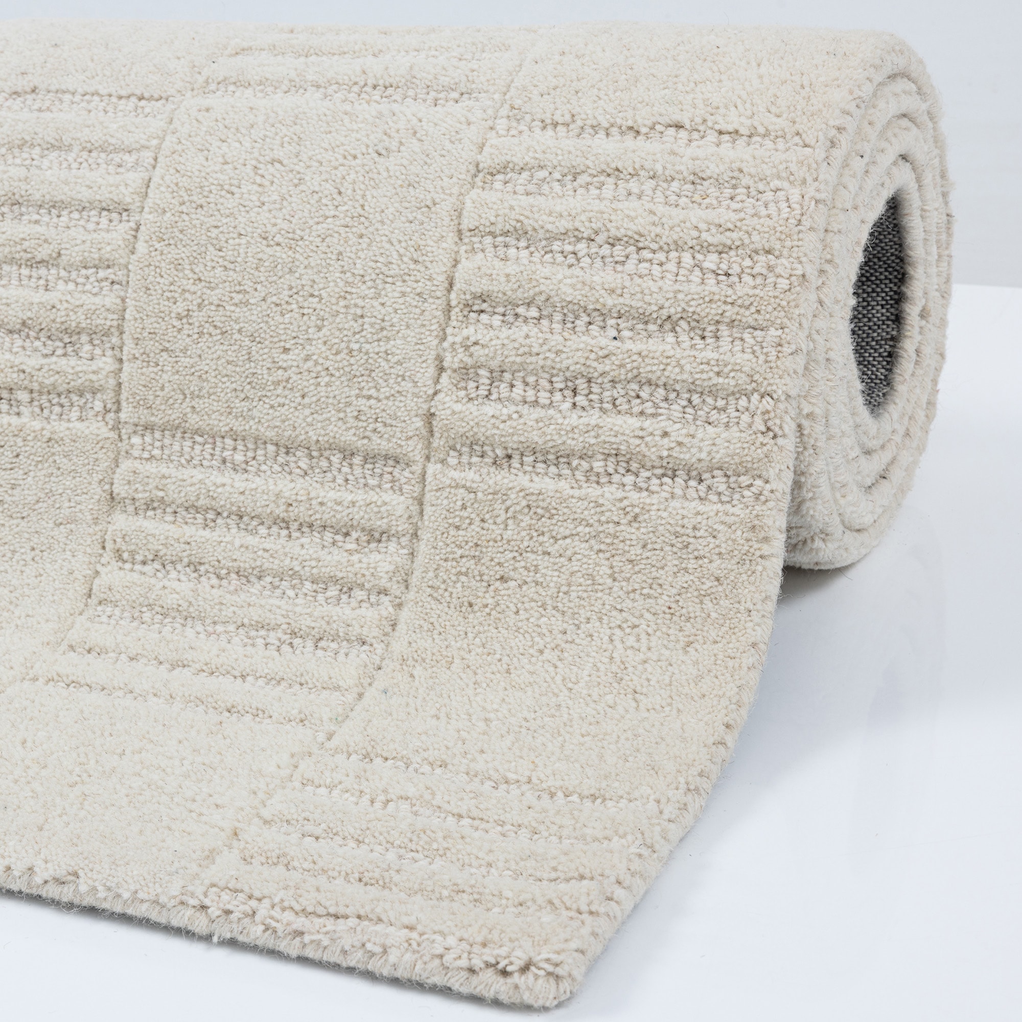 my home Wollteppich »Motala, Handgefertigt, Wolle, Hoch-Tief-Effekt,« rechteckig 14 mm Höhe einfarbig, 3D-Design, Wohnzimmer, Schlafzimmer, Esszimmer