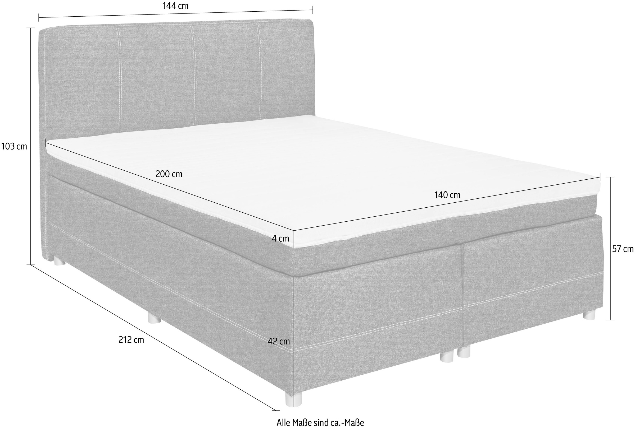 ED EXCITING DESIGN Boxspringbett »Luanda«, wahlweise mit Matratze und Topper