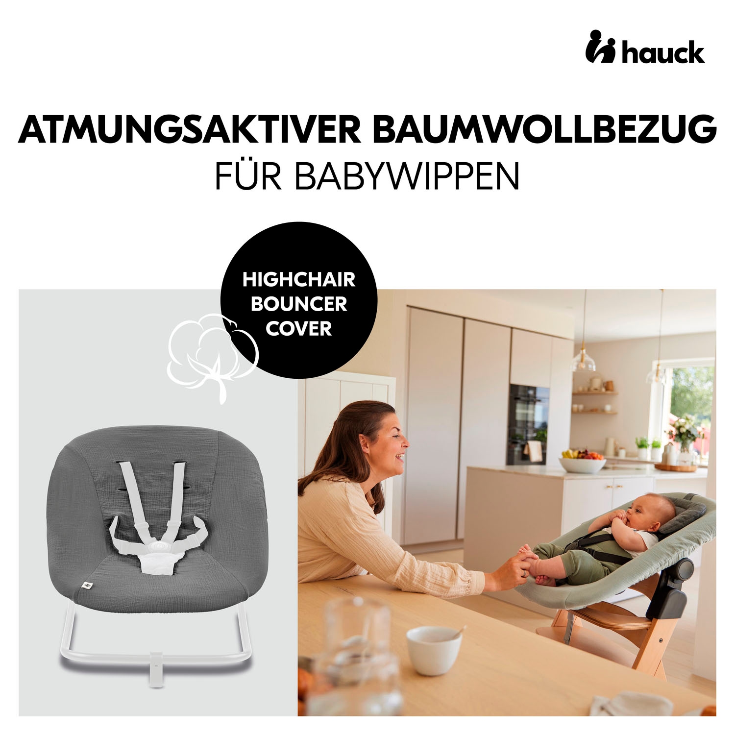 Hauck Kindersitzbezug »Schonbezug für Babywippe; Highchair Bouncer Cover«, Schonbezug für Babywippe Bouncer/Bouncer Eco