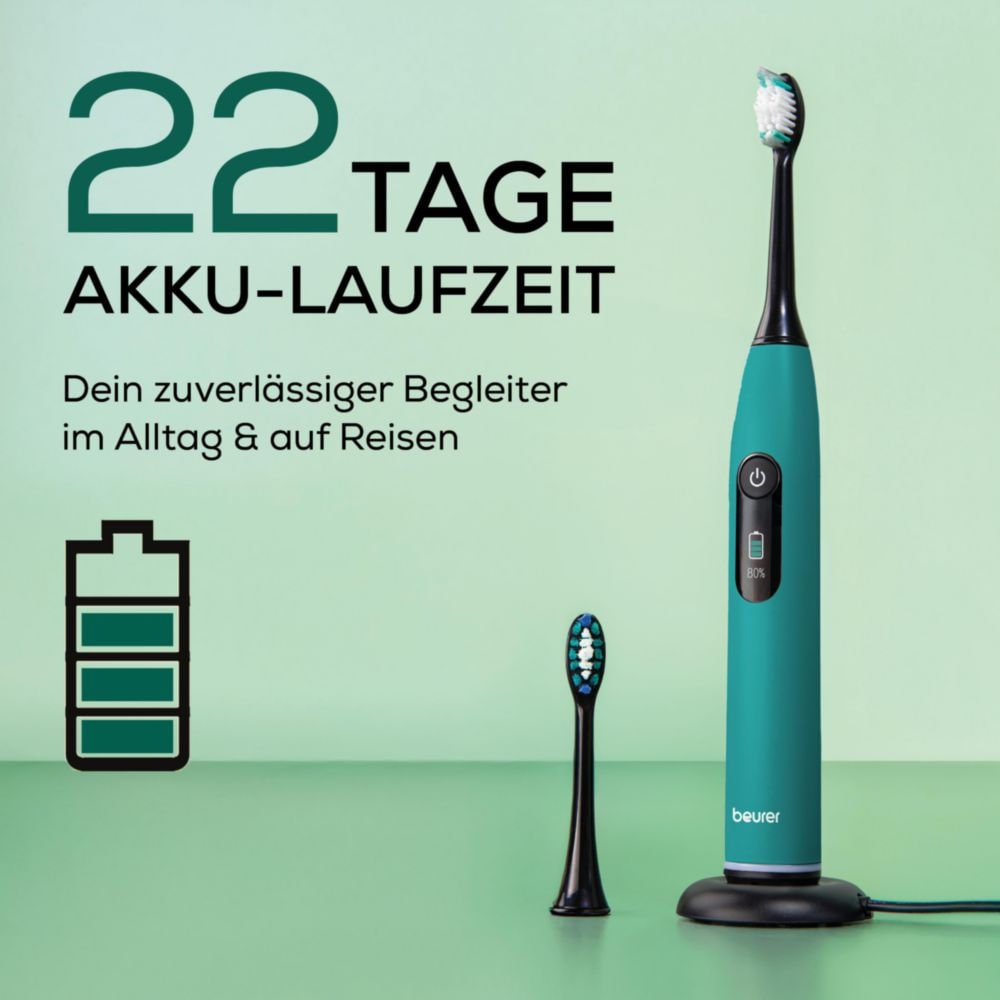 BEURER Elektrische Zahnbürste »SC 50« 2 Stk. Aufsteckbürsten Mit Andrucksensor, 80.000 Schwingungen/Min und 2-Minuten Timer