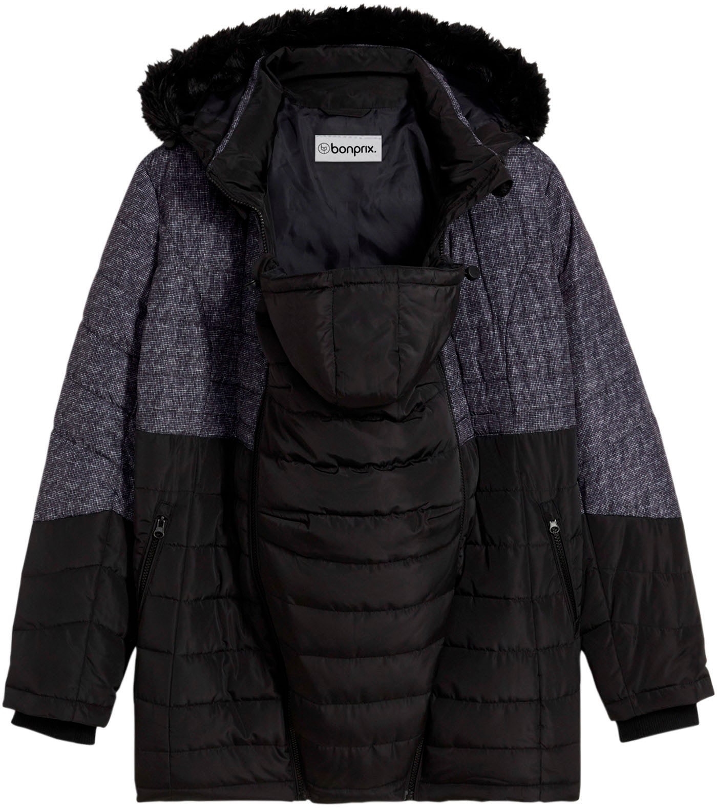 bonprix Umstandsmantel wattiert, 3-in-1-Design, regen- und windabweisend, lockere Passform