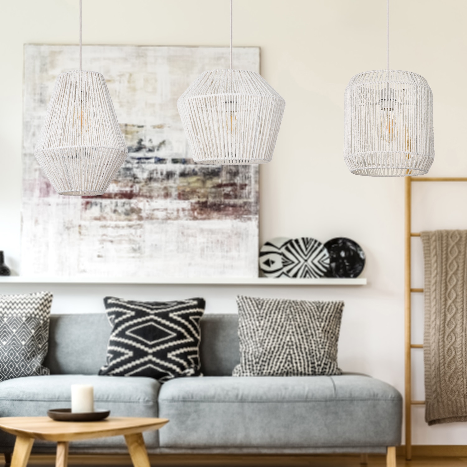 Paco Home Pendelleuchte »Pablo«, 1 flammig, Leuchtmittel E27 | ohne Leuchtmittel, LED Pendellampe E27, Optik Boho Korb Wohnzimmer Esszimmer Flur