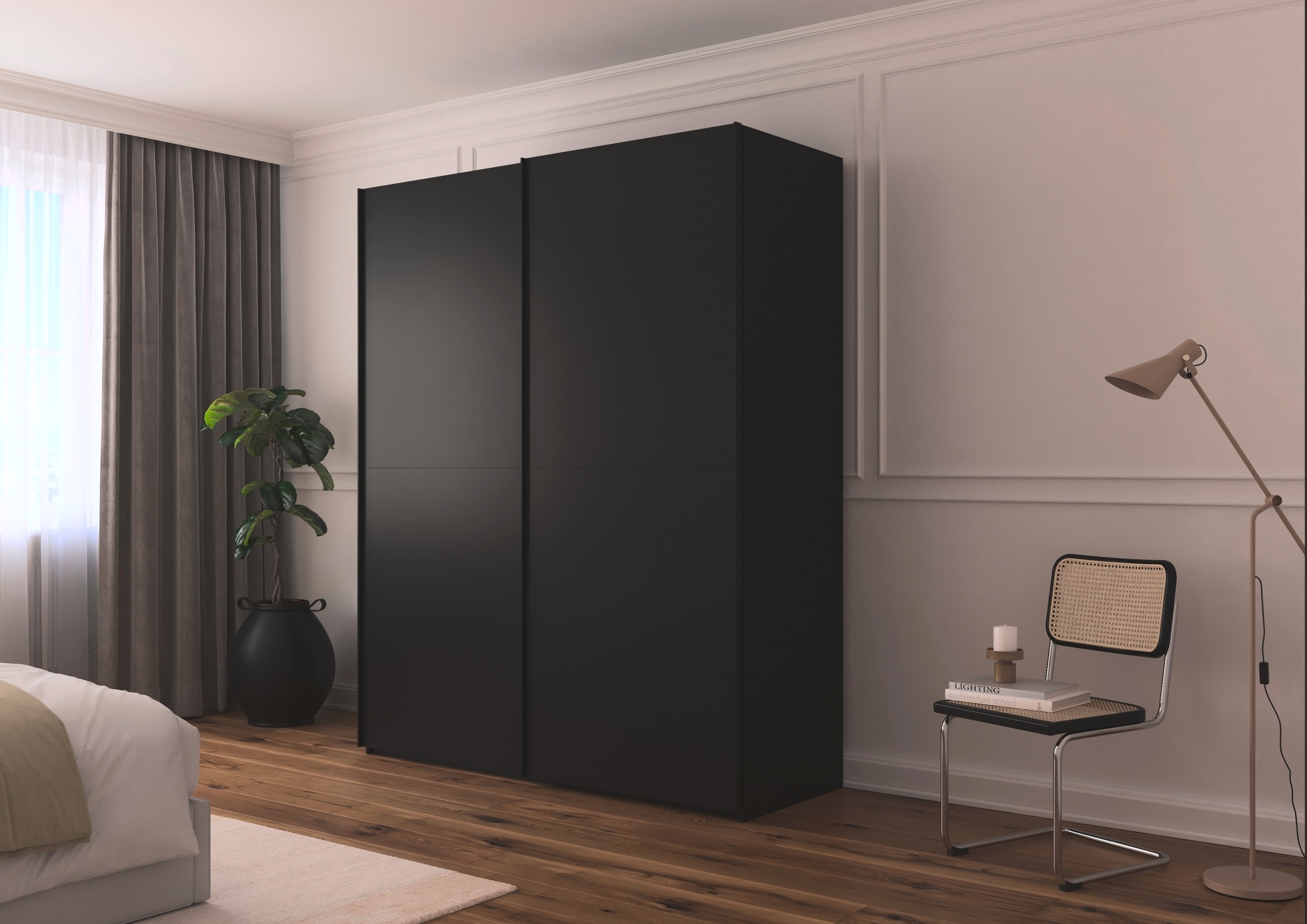 rauch Schwebetürenschrank »Kleiderschrank Schrank Garderobe Schlafzimmerschrank SCALE-DUO« edle zweigeteilte Türen und 3 Zierleisten MADE IN GERMANY