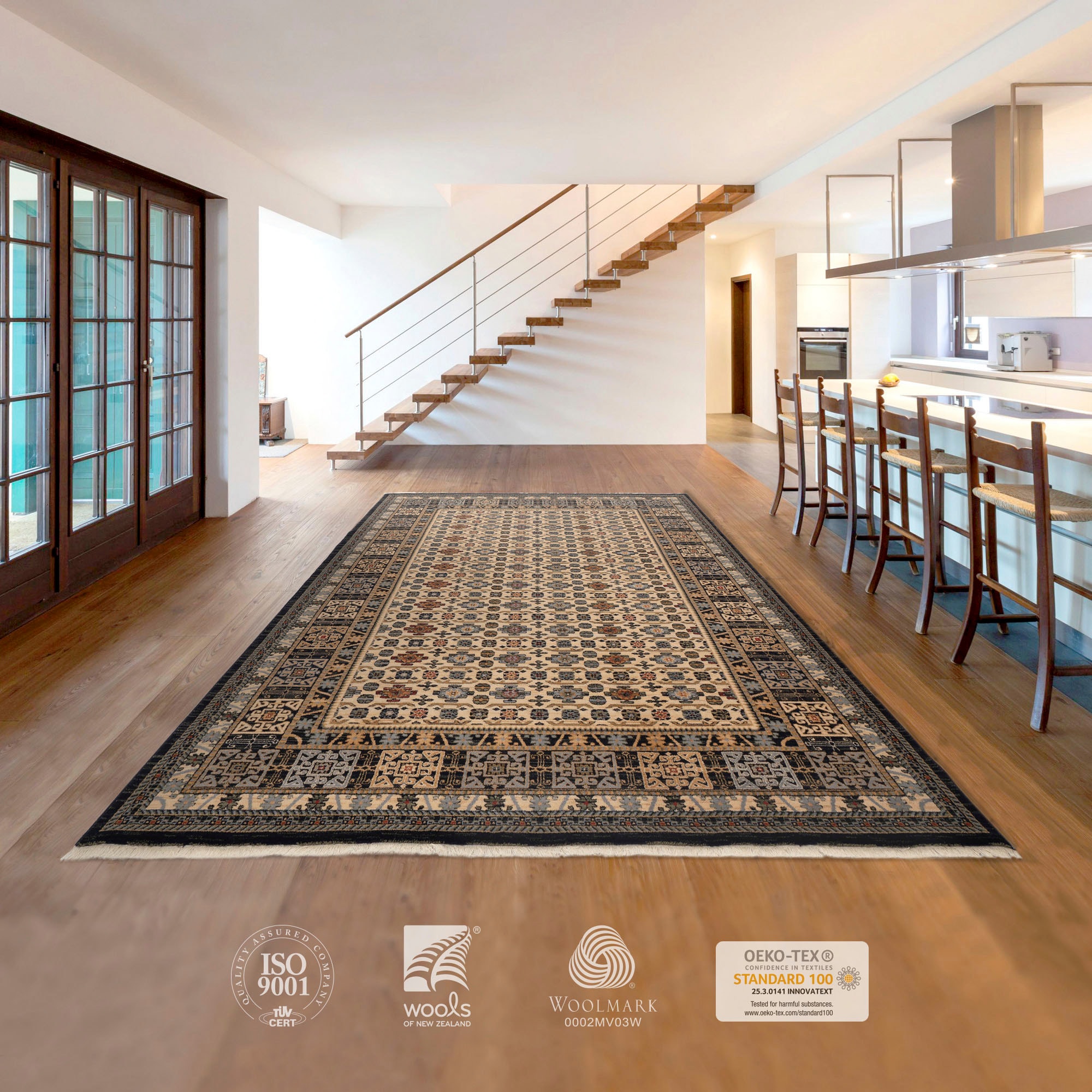 THEKO Wollteppich »Saharna 6428« rechteckig 10 mm Höhe reine Wolle, Orient-Optik, mit Fransen