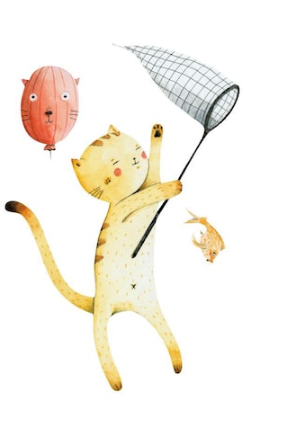 Wall-Art Wandtattoo »Bunte Tierwelt Katze mit Ballon«, (1 St.) kaufen