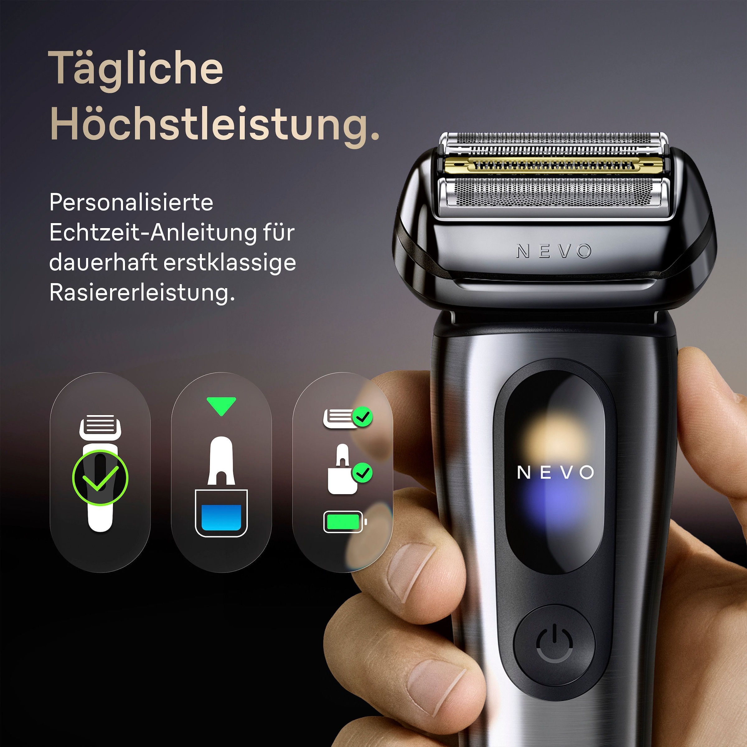 Braun Elektrorasierer »NEVO 17000cc« SmartClean-Plus-Reinigungsstation integrierter Präzisionstrimmer AeroTouch, Smart Display, 7-in-1 Care System, Lade-Reiseetui, Silber