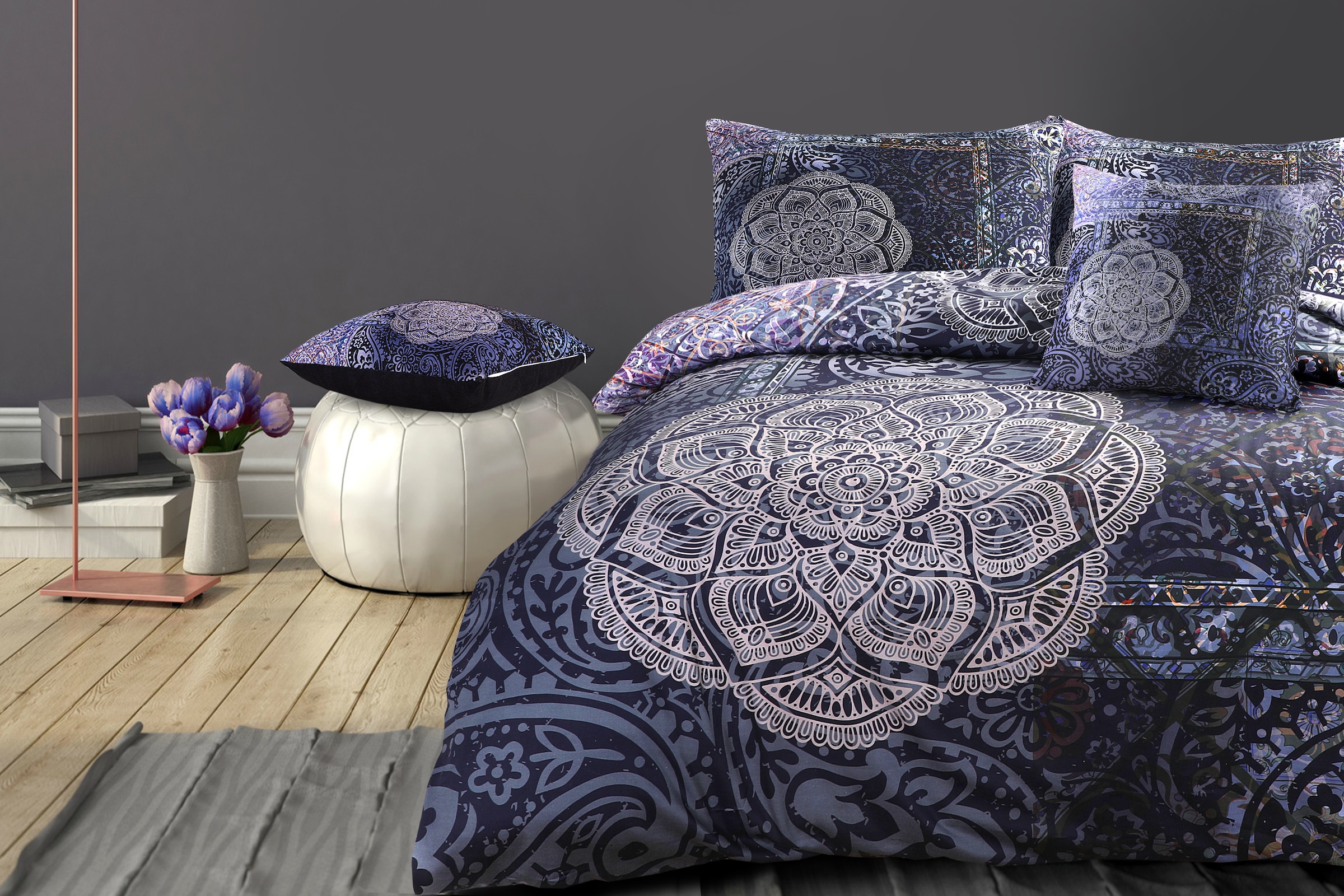Kenda Sand Fellkissen »Dekokissen Medley 125 Multi / Blau 45cm x 45cm«, modern, vielseitig kombinierbar,mit praktischem Reißverschluss