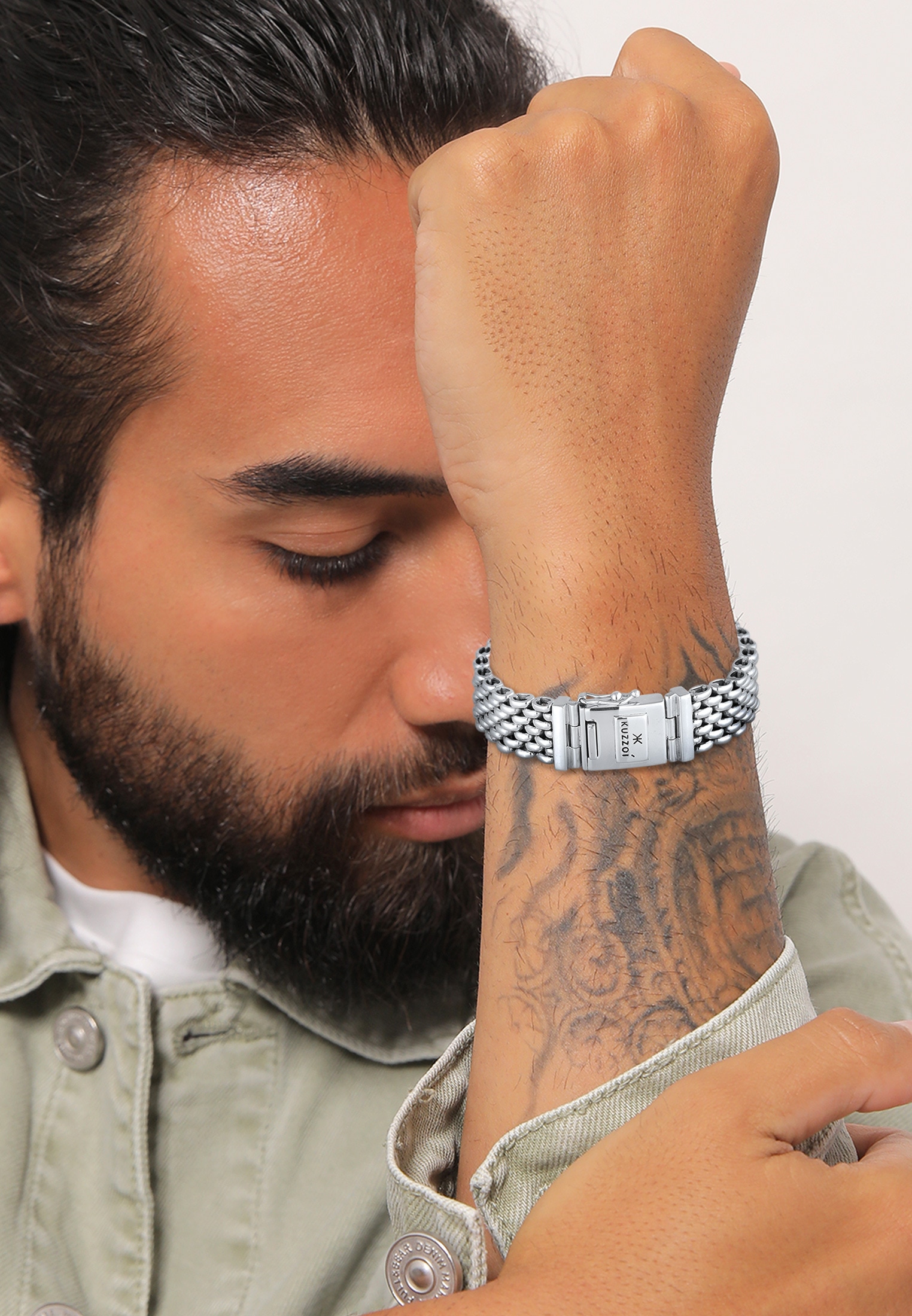 Kuzzoi Armkette »Armband Herren Breit Massiv Kastenverschluss 925 Silber«