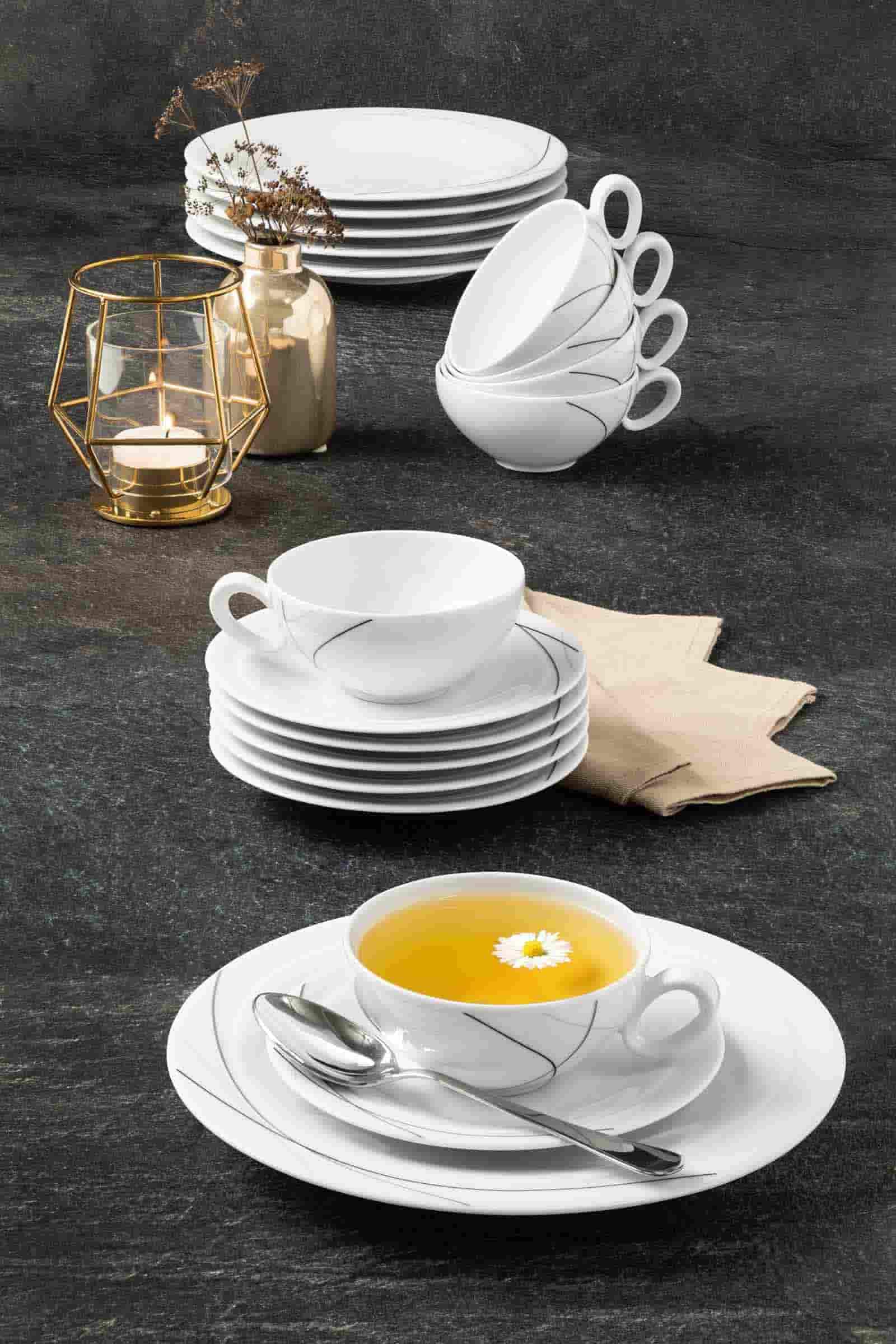 Seltmann Weiden Tasse »Teetassen Trio Highline 0,21 l 6er Set weiß-grau«