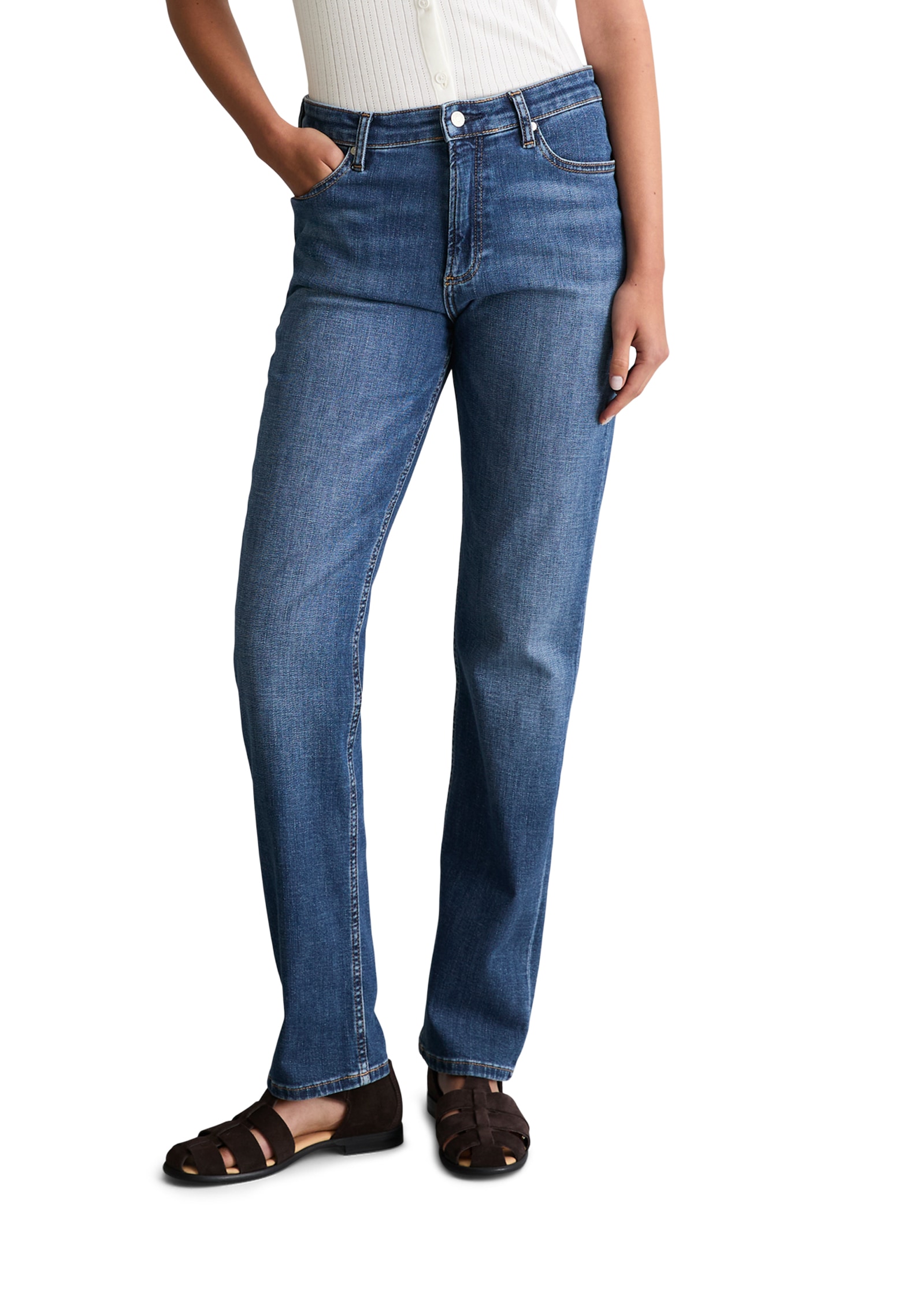 Marc O'Polo DENIM Gerade Jeans Model Olina straight aus hochwertigem Baumwoll-Stretch