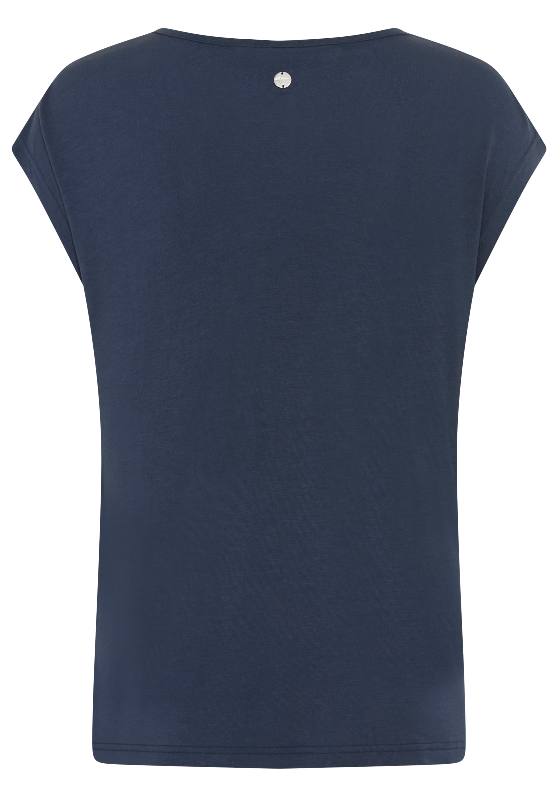 Tamaris Kurzarmshirt mit fließendem Wasserfallausschnitt, lässig geschnitten