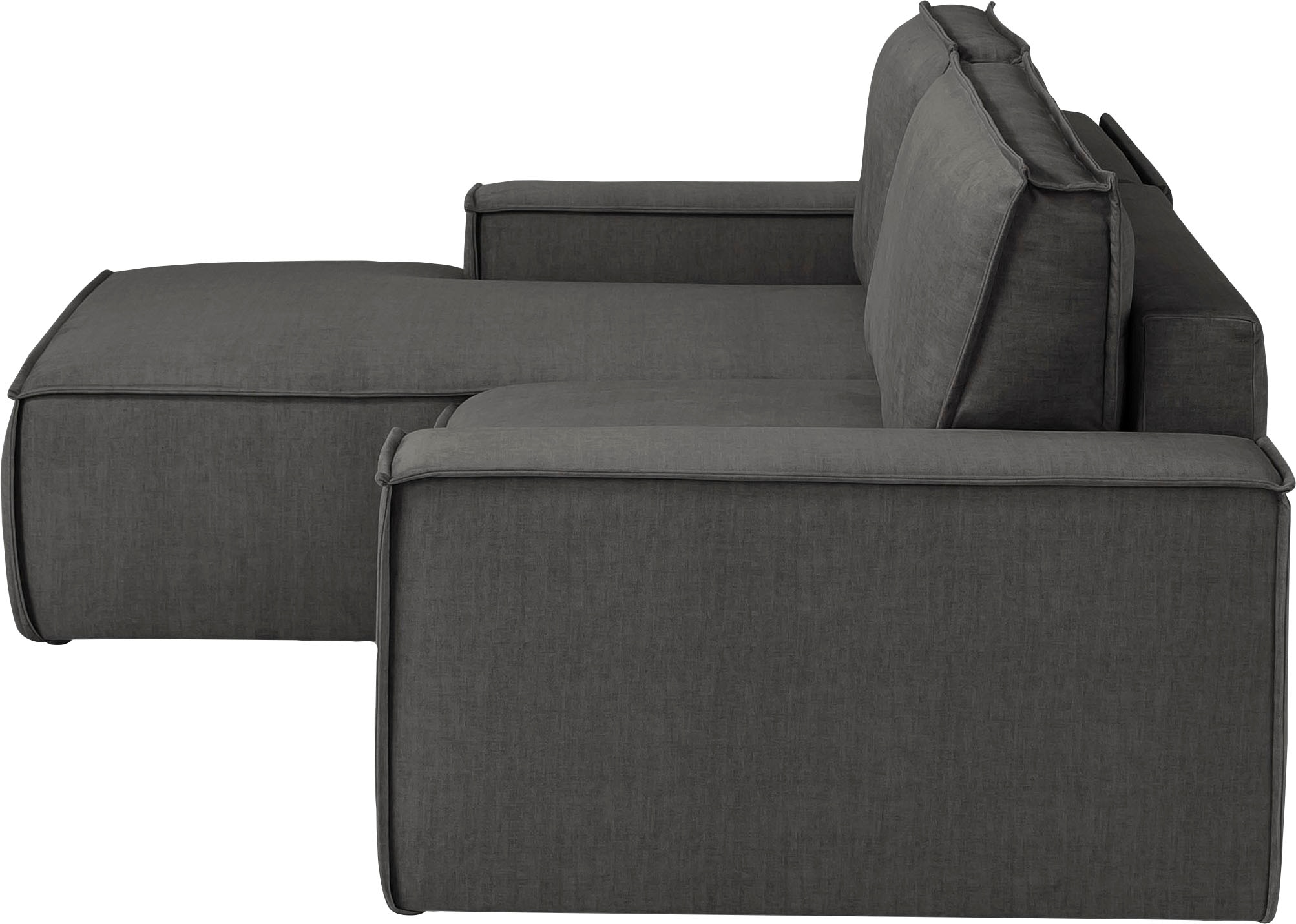 Home affaire Ecksofa SHERWOOD Schlafsofa 267 cm, L-Form, Schlaffunktion mit Bettkasten (210x136 cm), Cord, Vintage, Samtvelours