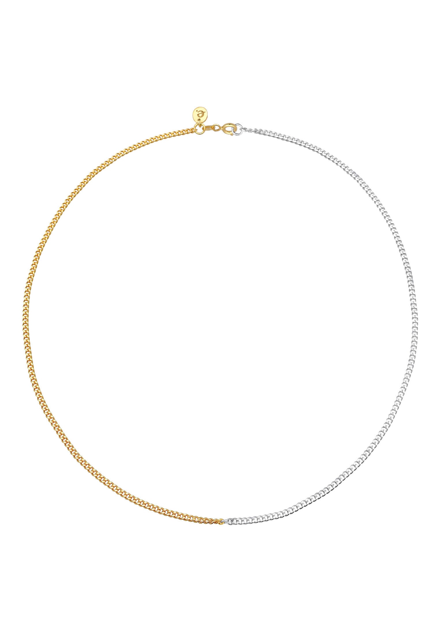 Elli Kette ohne Anhänger »Halskette Panzerkette Basic Chunky Chain Bi-Color 925 Silber«