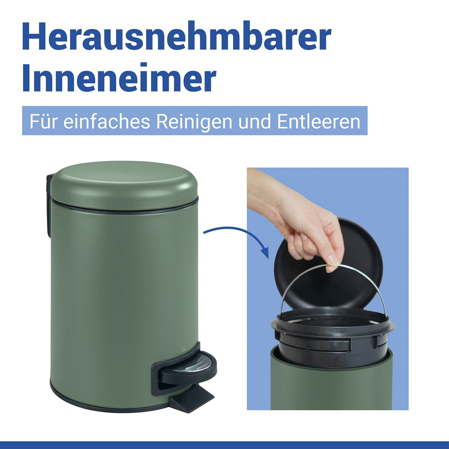 WENKO Kosmetikeimer »Leman« 3 Liter, BxTxH: 17x25x22,5 cm