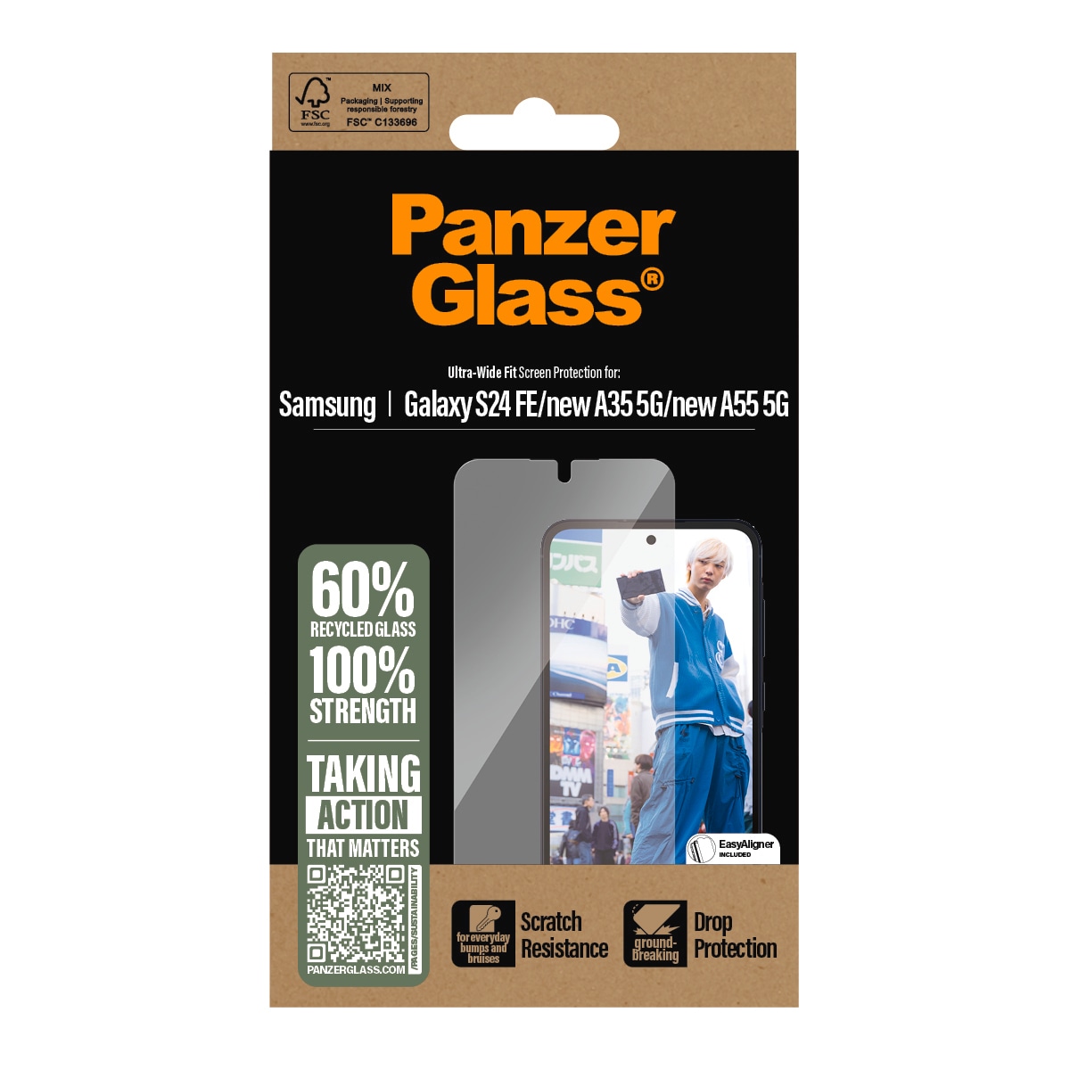 CARE by PanzerGlass Displayschutzglas »Ultra-Wide Fit Screen Protector«, für Samsung Galaxy S24 FE-Samsung Galaxy A36 5G-Samsung Galaxy A56 5G, Displayschutzfolie, Schutzfolie, Bildschirmschutz, kratz- & stoßfest