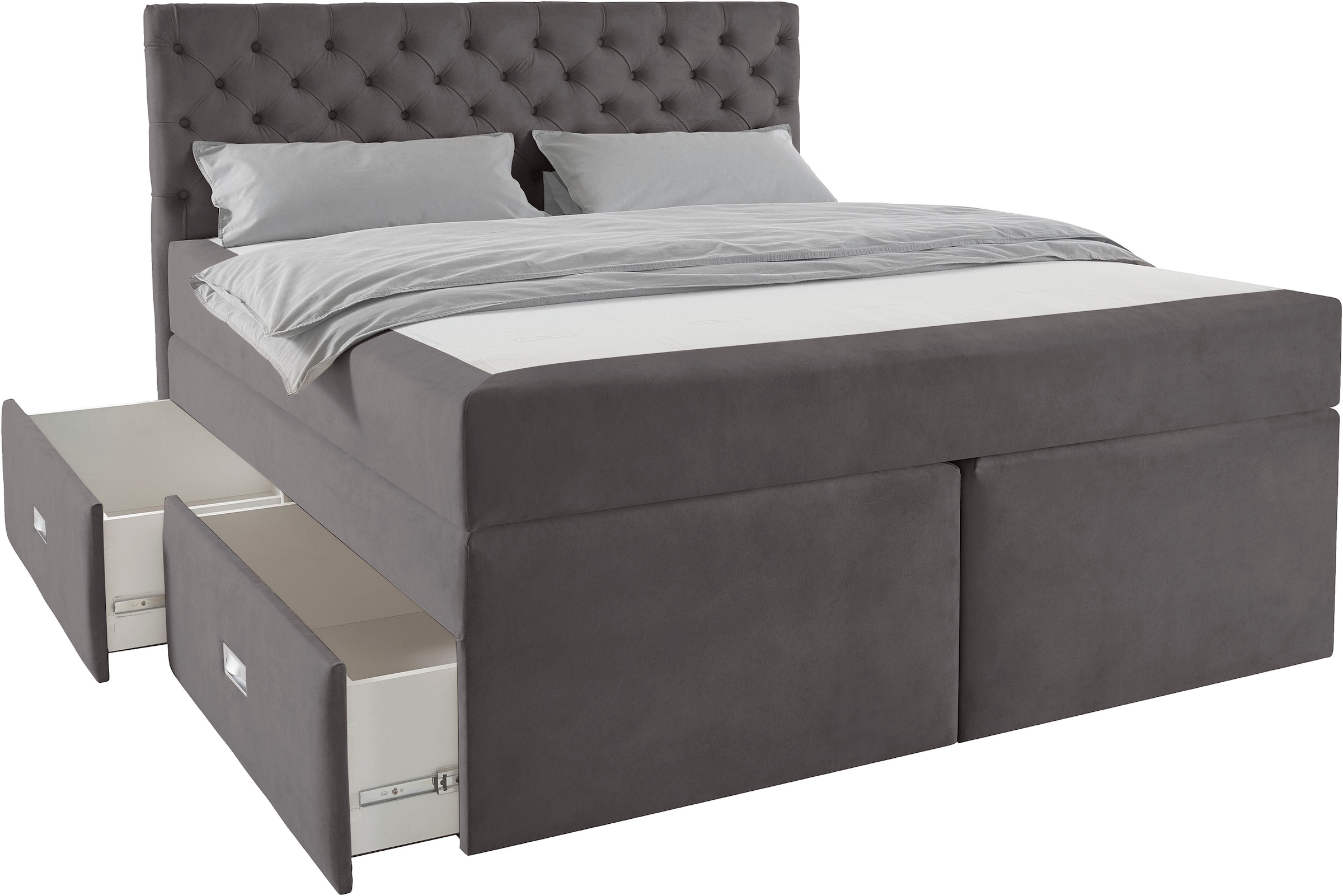 Home affaire Polsterbett »Boxbett Alvi mit Schubladen, Taschen-Federkernmatratze«, wahlweise Härtegrad der Matratze H2/H3/H4