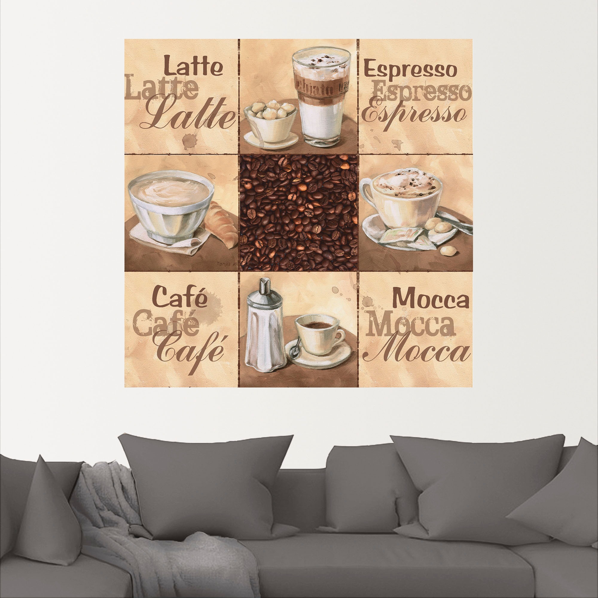 Artland Wandbild »Kaffee Collage II«, Getränke, (1 St.), als Alubild, Outdoorbild, Leinwandbild, Wandaufkleber, versch. Größen