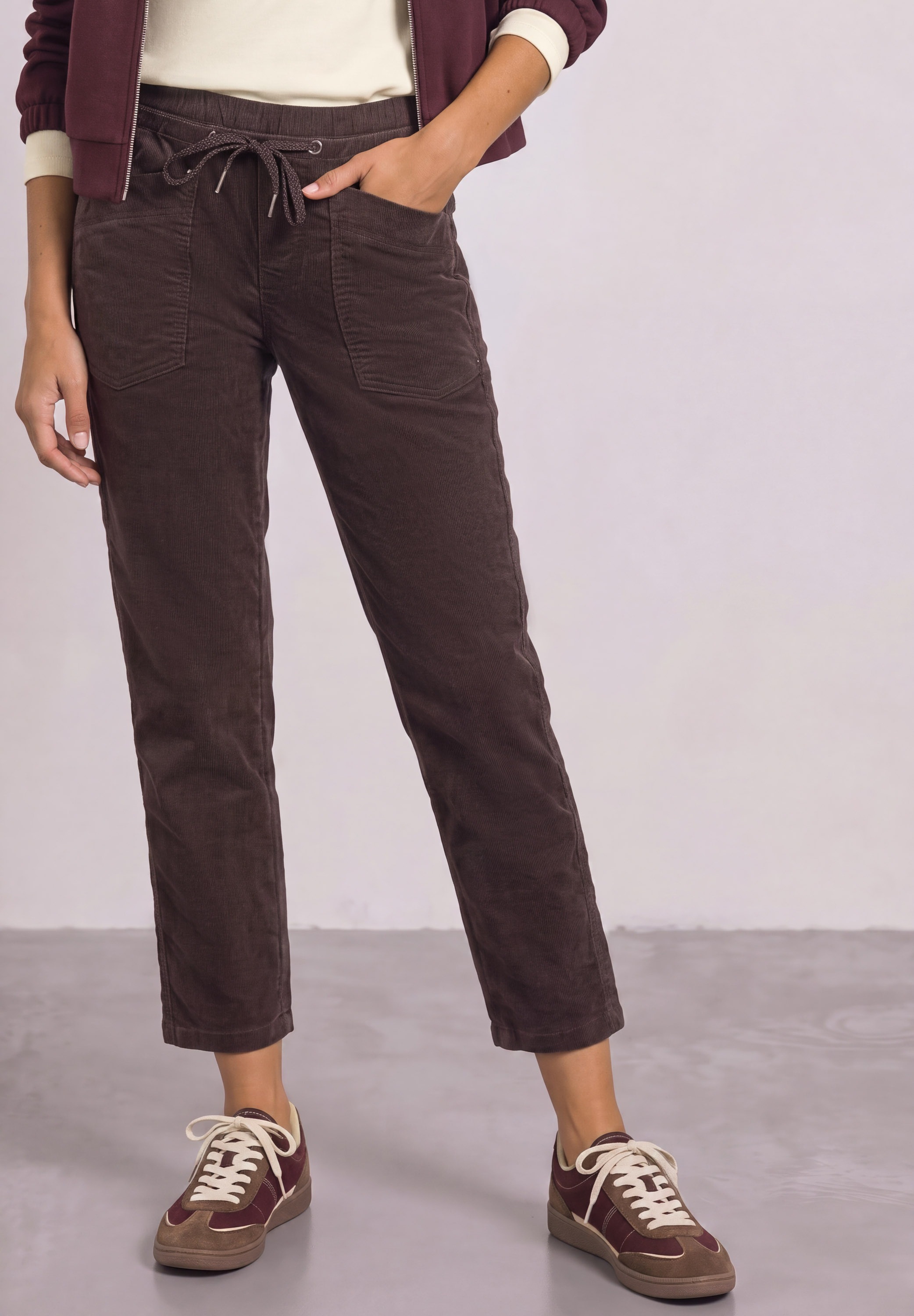 STREET ONE Cordhose  Loose Fit mit elastischem Bund, 7/8-Länge