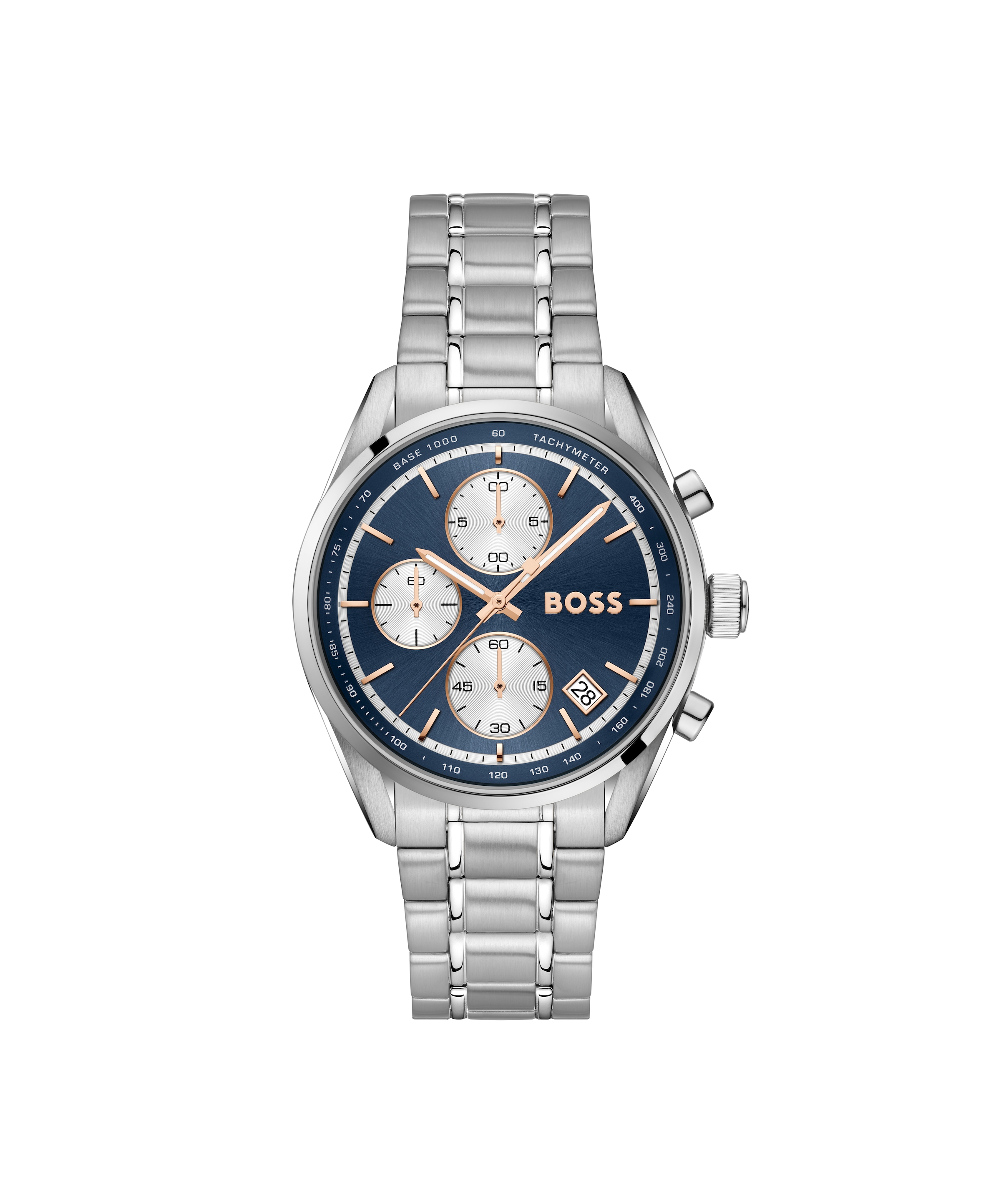 BOSS Chronograph »GRAND PRIX« Quarzuhr, Armbanduhr, Damenuhr, Herrenuhr, Edelstahlarmband, analog