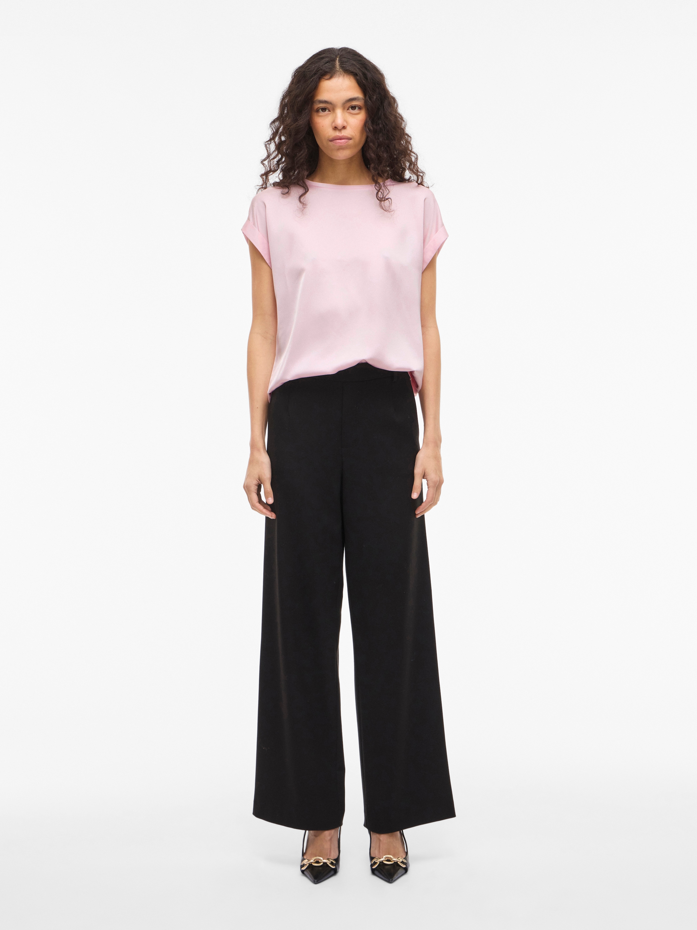 Vila Kurzarmshirt »VIELLETTE S/S SATIN TOP - NOOS« Kunstfaser, regular fit