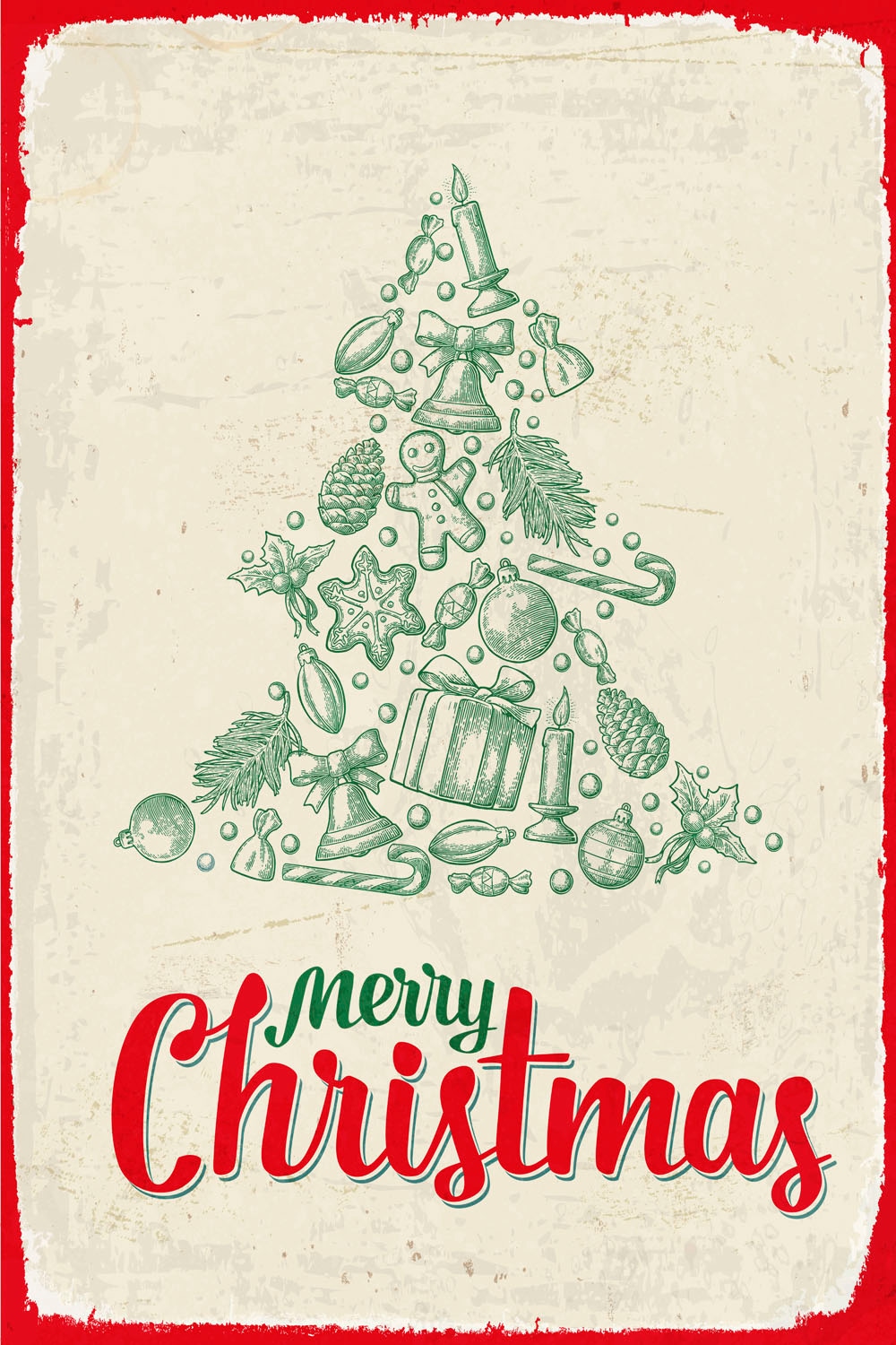 queence Metallbild »Christmas Tree« Schriftzug | Schriftzüge | Weihnachten | Weihnachtsbaum 1 Stk. tlg. Stahlschilder