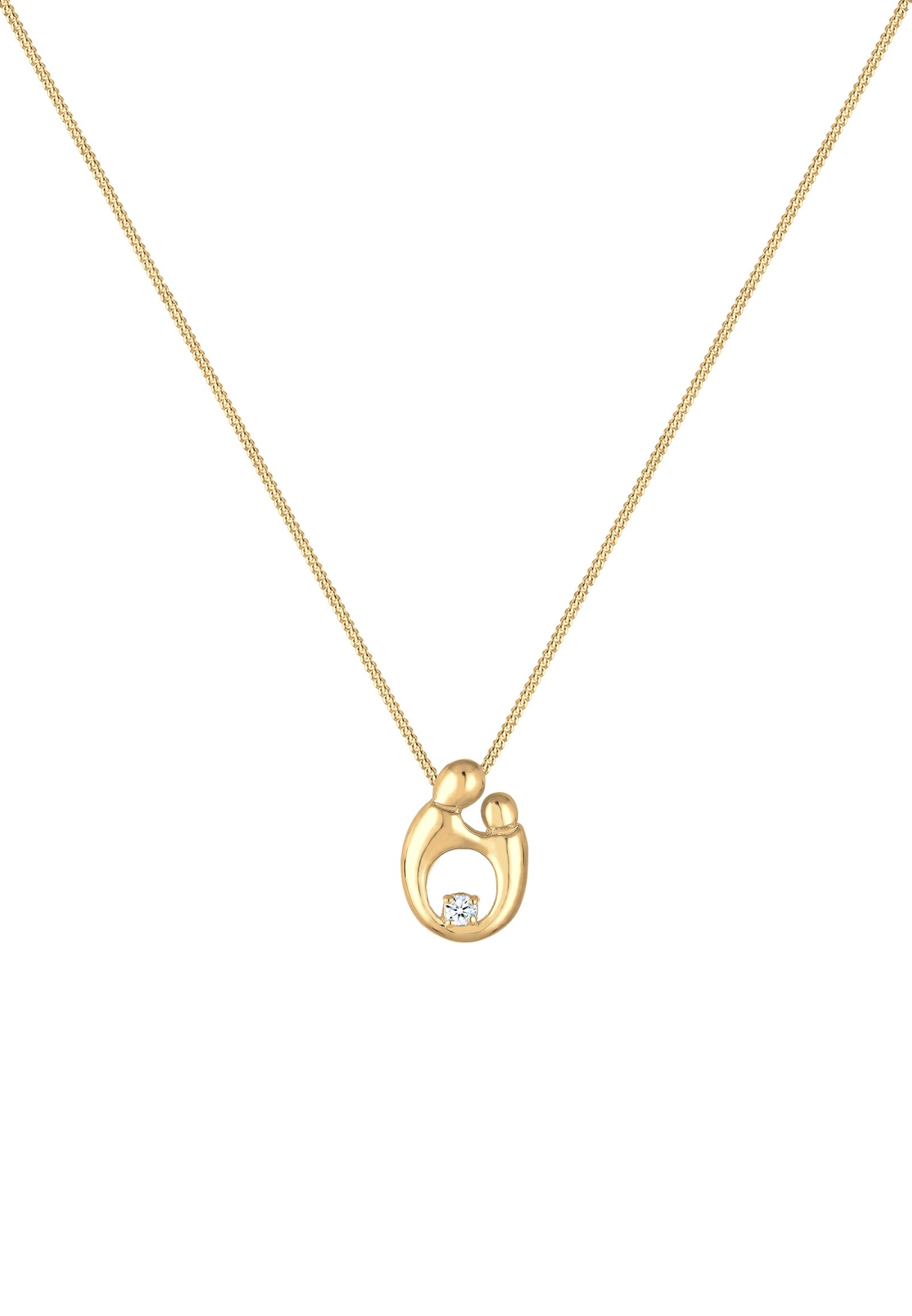 Elli DIAMONDS Silberkette »Halskette Mutter Kind Diamant (0.03 ct.) 925 Silber vergoldet«