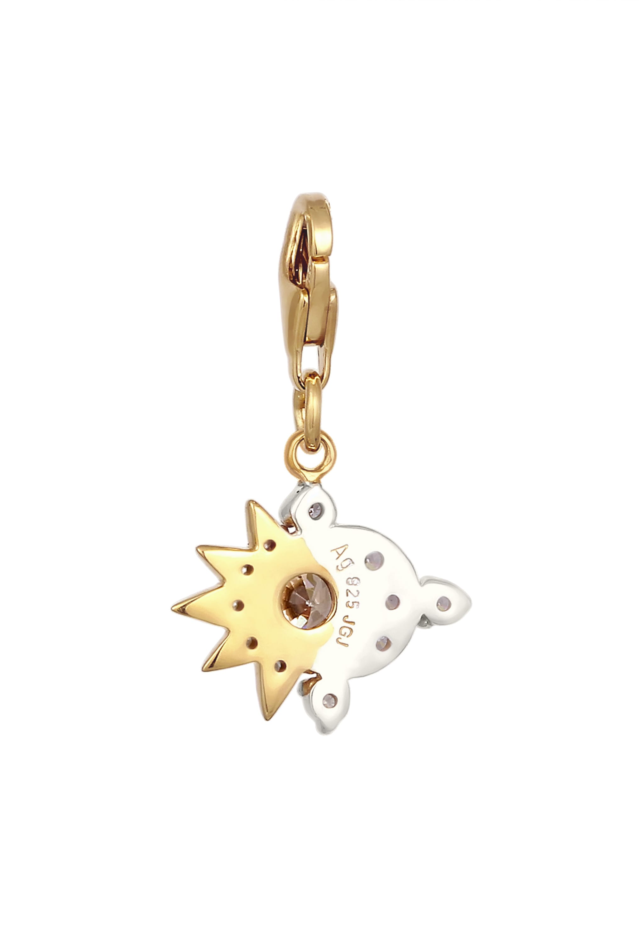 Elli Charm-Einhänger »Charm Sonne Mond Zirkonia Weiß 925 Sterling Silber vergoldet«