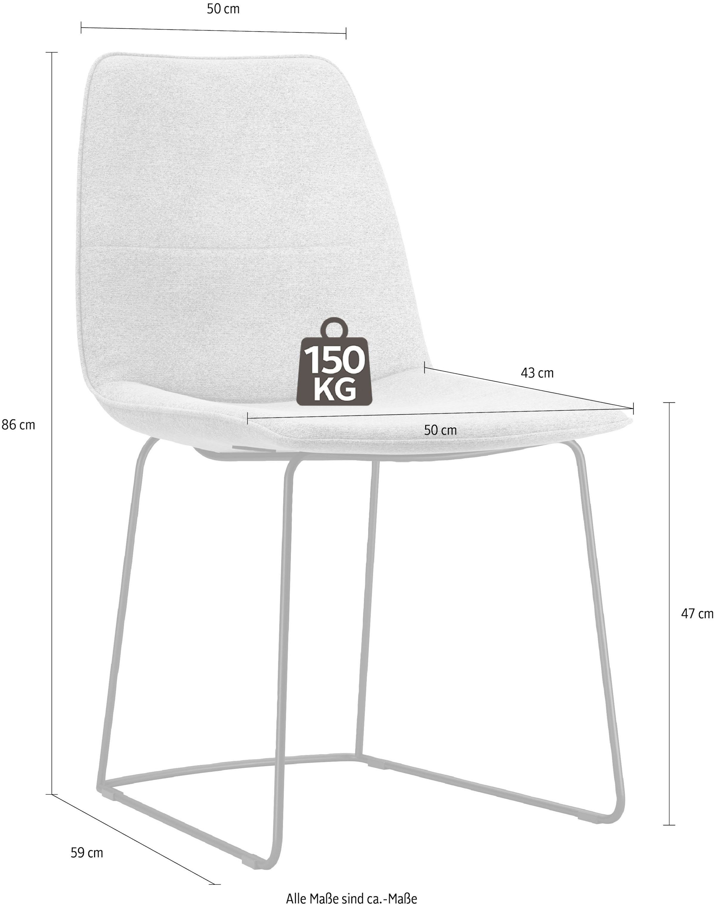 freistil ROLF BENZ Schalenstuhl »117«, 4 St., Leder 9200, mit schmalem Metallgestell in Schwarz, ohne Armlehne