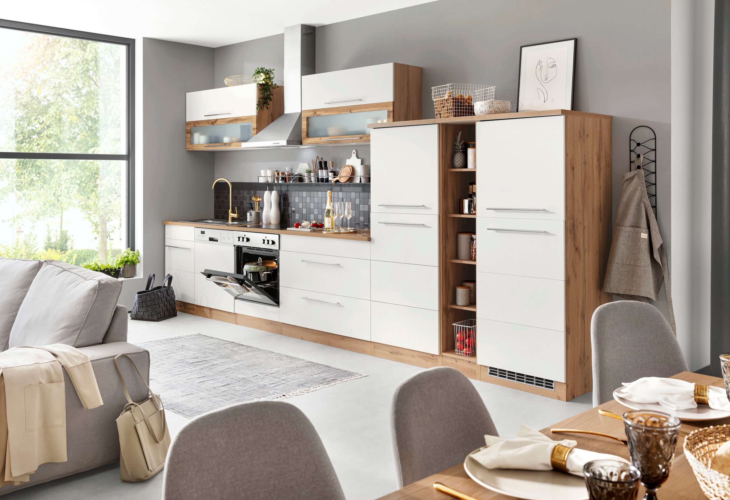 KOCHSTATION Küchenzeile »KS-Wien« Breite 420 cm, wahlweise mit E-Geräten