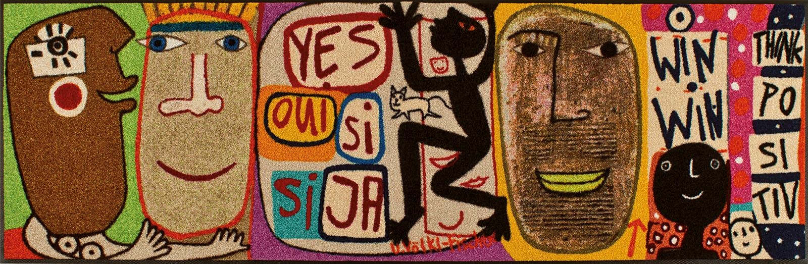 wash+dry by Kleen-Tex Läufer »Think Positiv« rechteckig 7 mm Höhe Schmutzfangläufer, modernes Design, rutschhemmend, waschbar