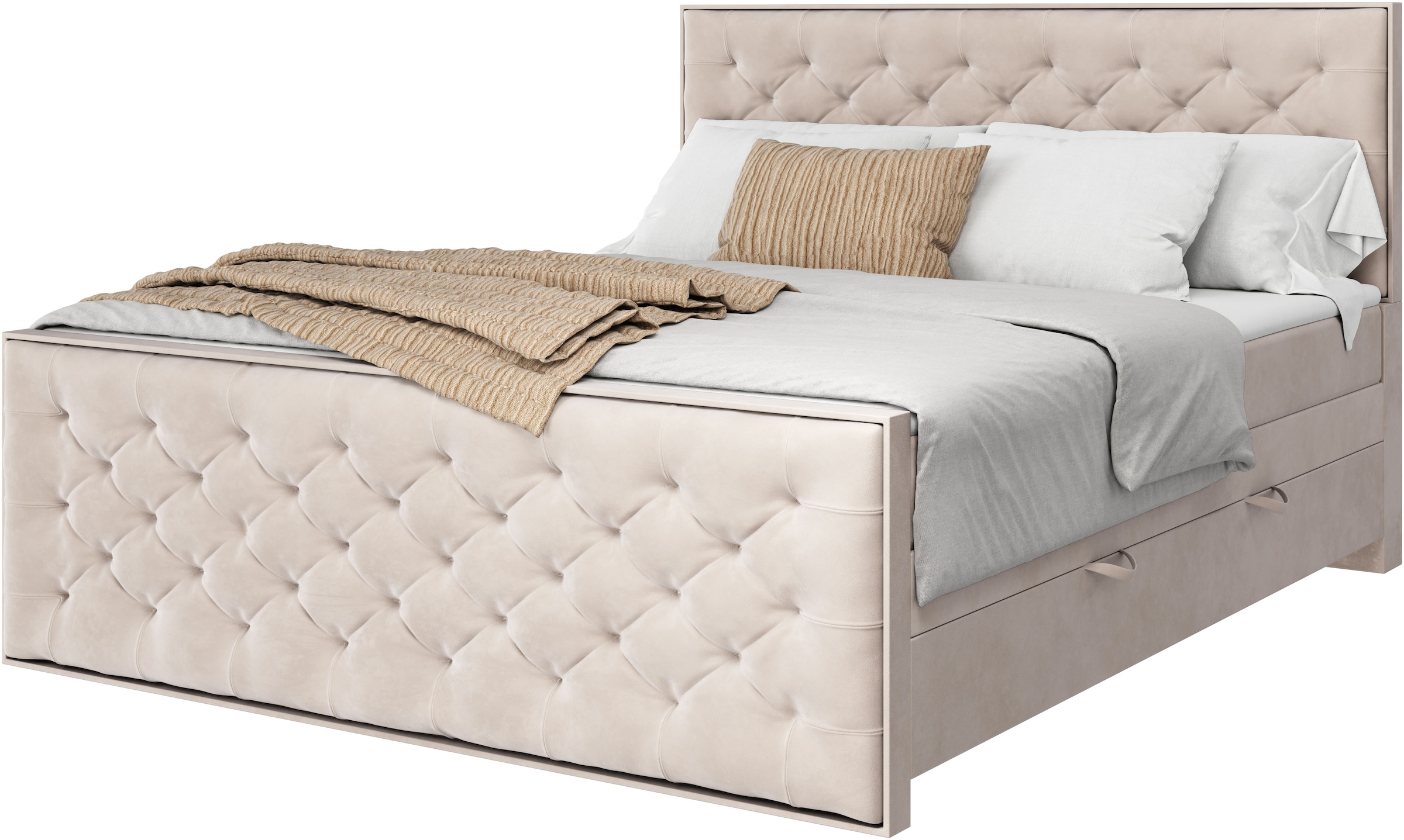 FORTE Boxspringbett »Lanciano Max inkl. zwei Bettkästen und Kaltschaum Topper« und einer 7-Zonen-Tonnentaschenfederkernmatratze H2/H3