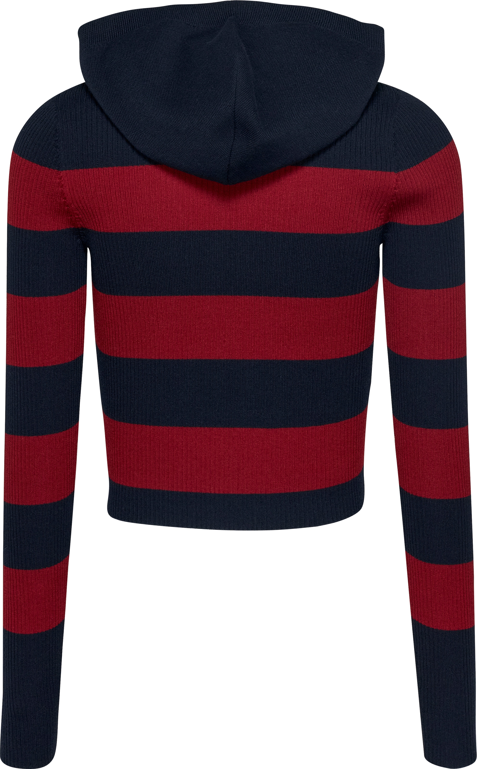 Tommy Jeans Kapuzenpullover »TJW STRIPE 1/4 ZIP HOOD SWEATER«, mit Streifen-Muster, Logo-Flag